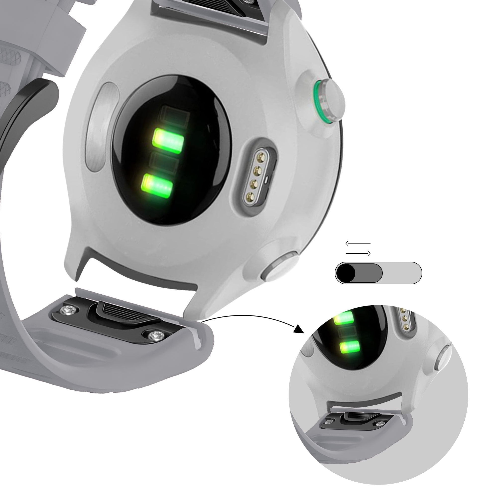 Bandz Garmin Forerunner 935 siliconen band met gesp (grijs)