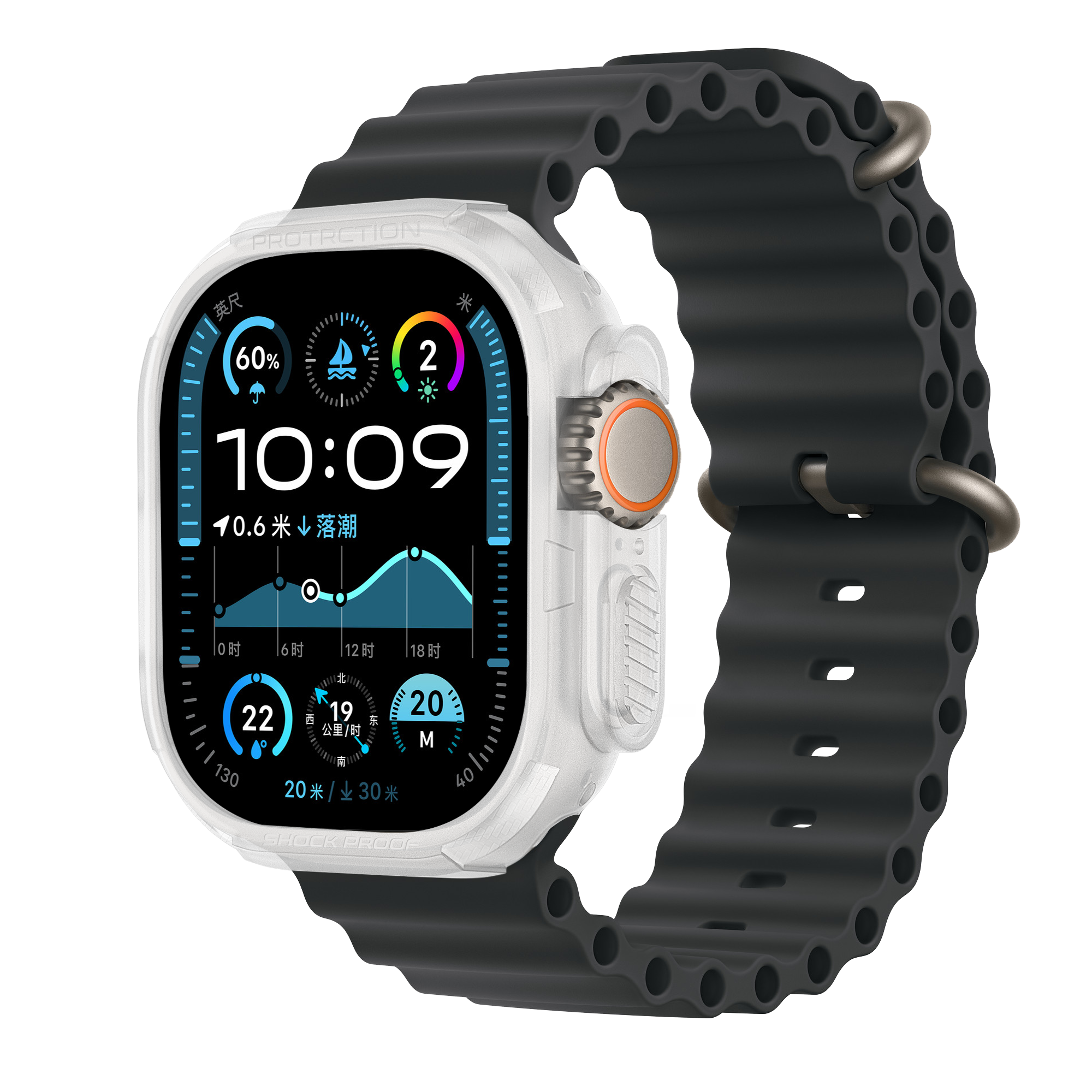 Bandz Apple Watch Ultra - 49mm Rugged TPU Case (Transparent)