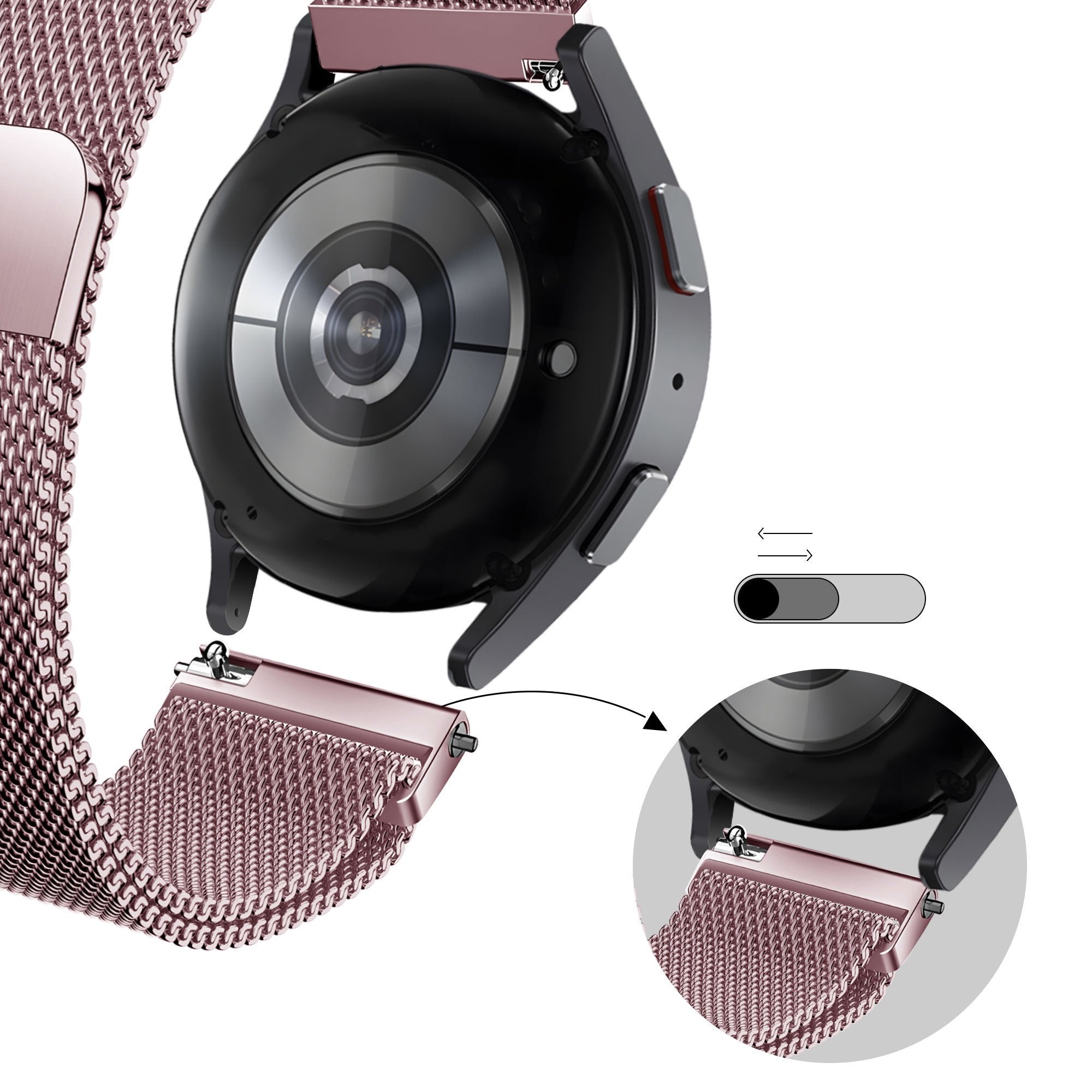 Bandz Garmin Vivomove Style Milanese loop band (roze)