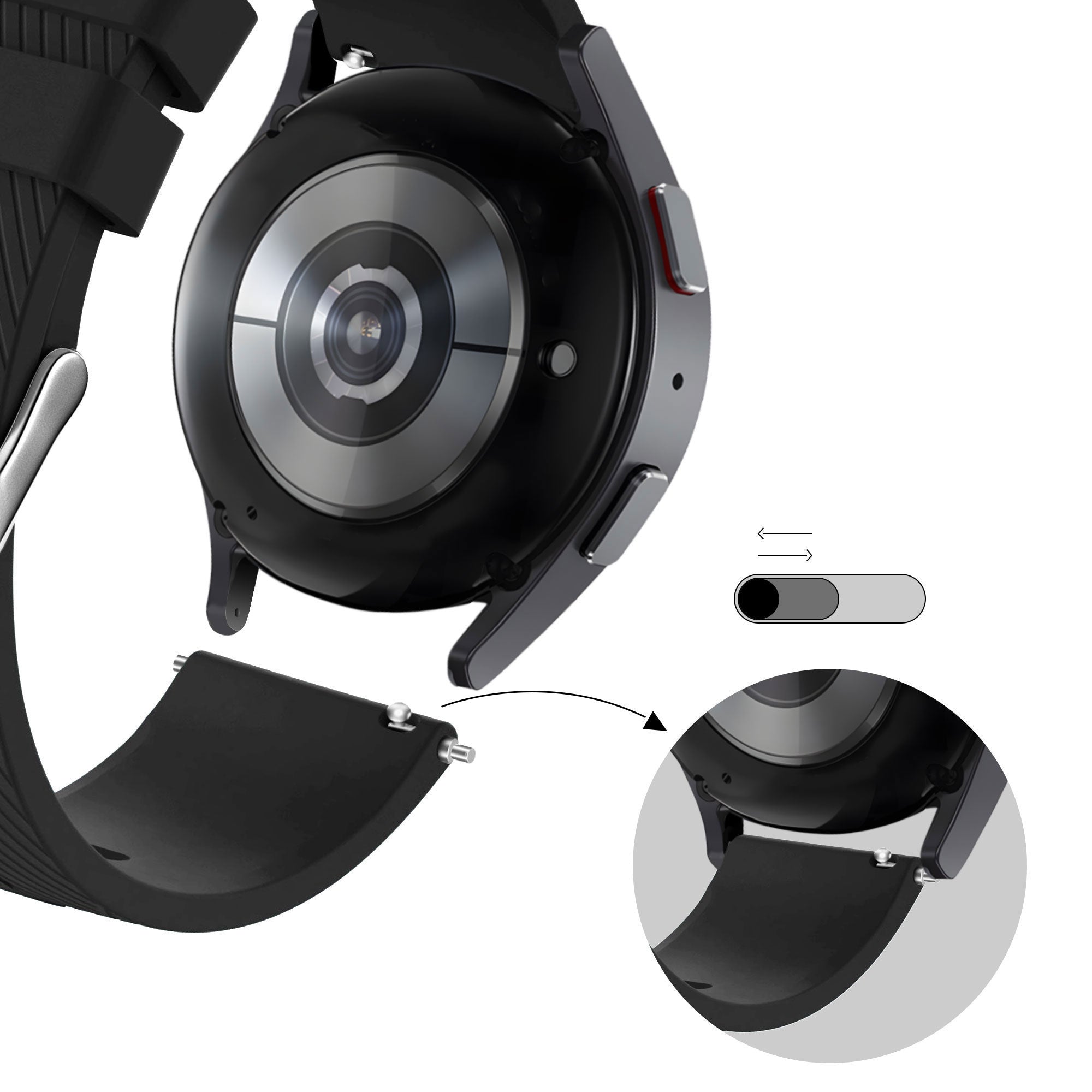 Bandz Suunto 9 Peak Pro siliconen band 'Deluxe' (zwart)