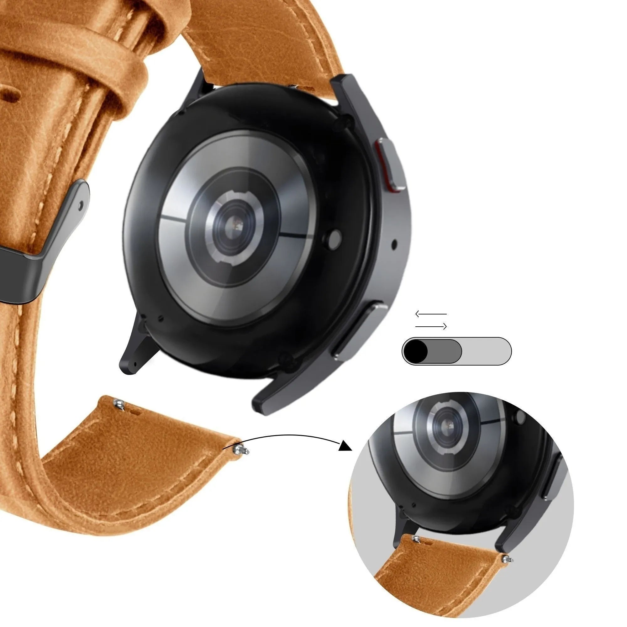 Bandz Oppo Watch X2 lederen band 'Classic' (bruin)
