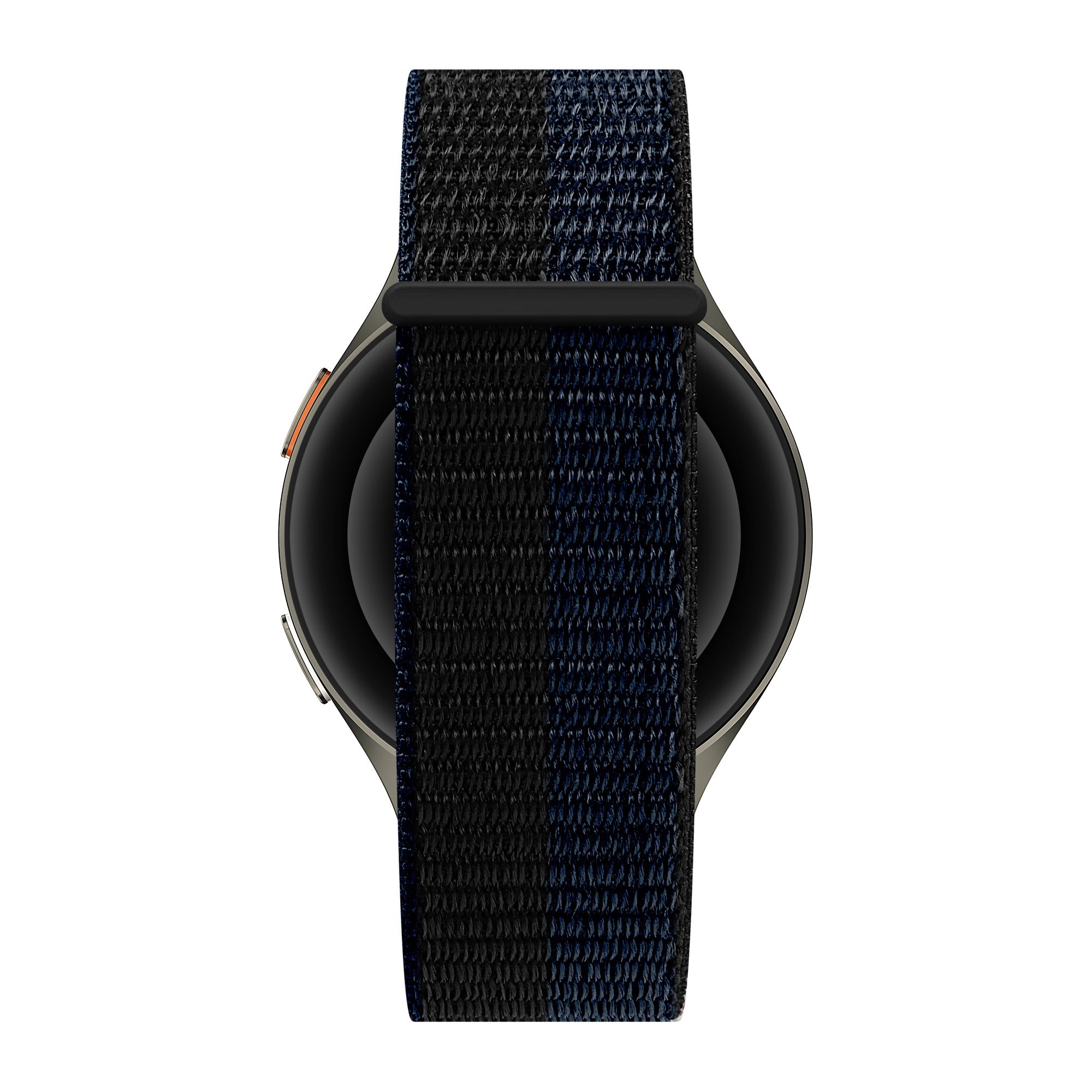 Bandz Samsung Galaxy Watch 7 - 44mm nylon band 'Easy fit' (zwart/blauw)