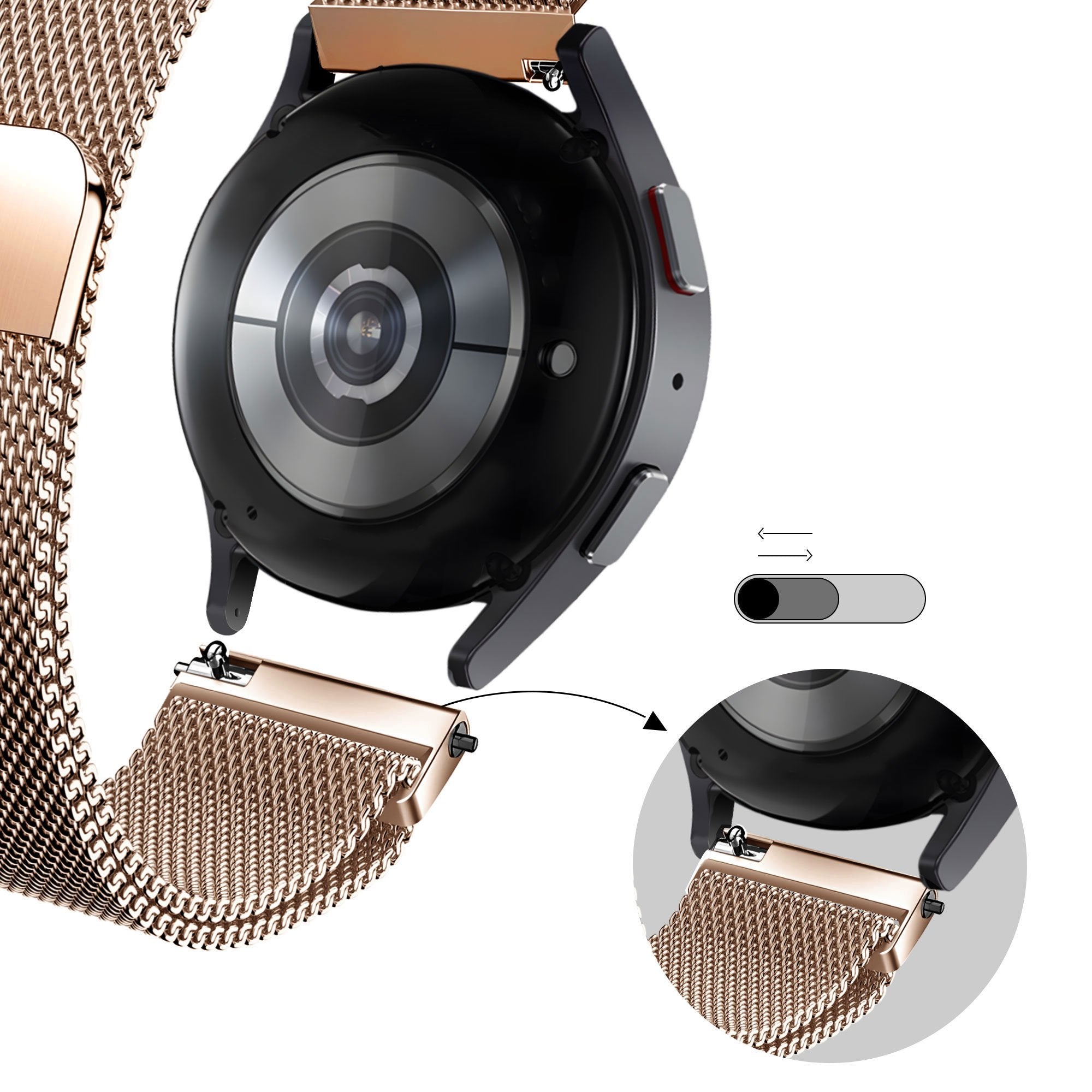 Bandz Garmin Venu 2 Plus Milanese loop band (rosé goud)