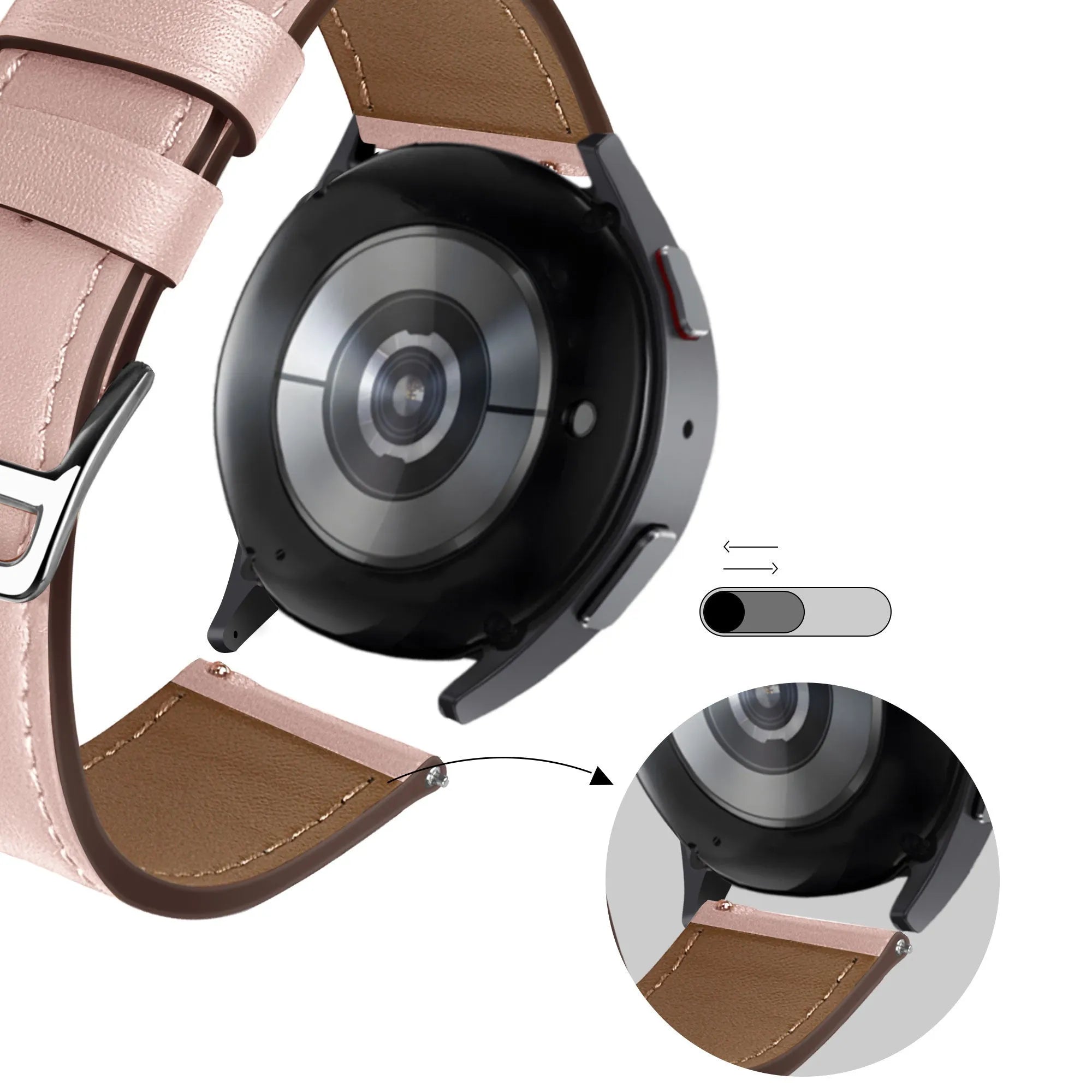 Bandz Coros Pace 2 lederen band 'Deluxe' (roze)