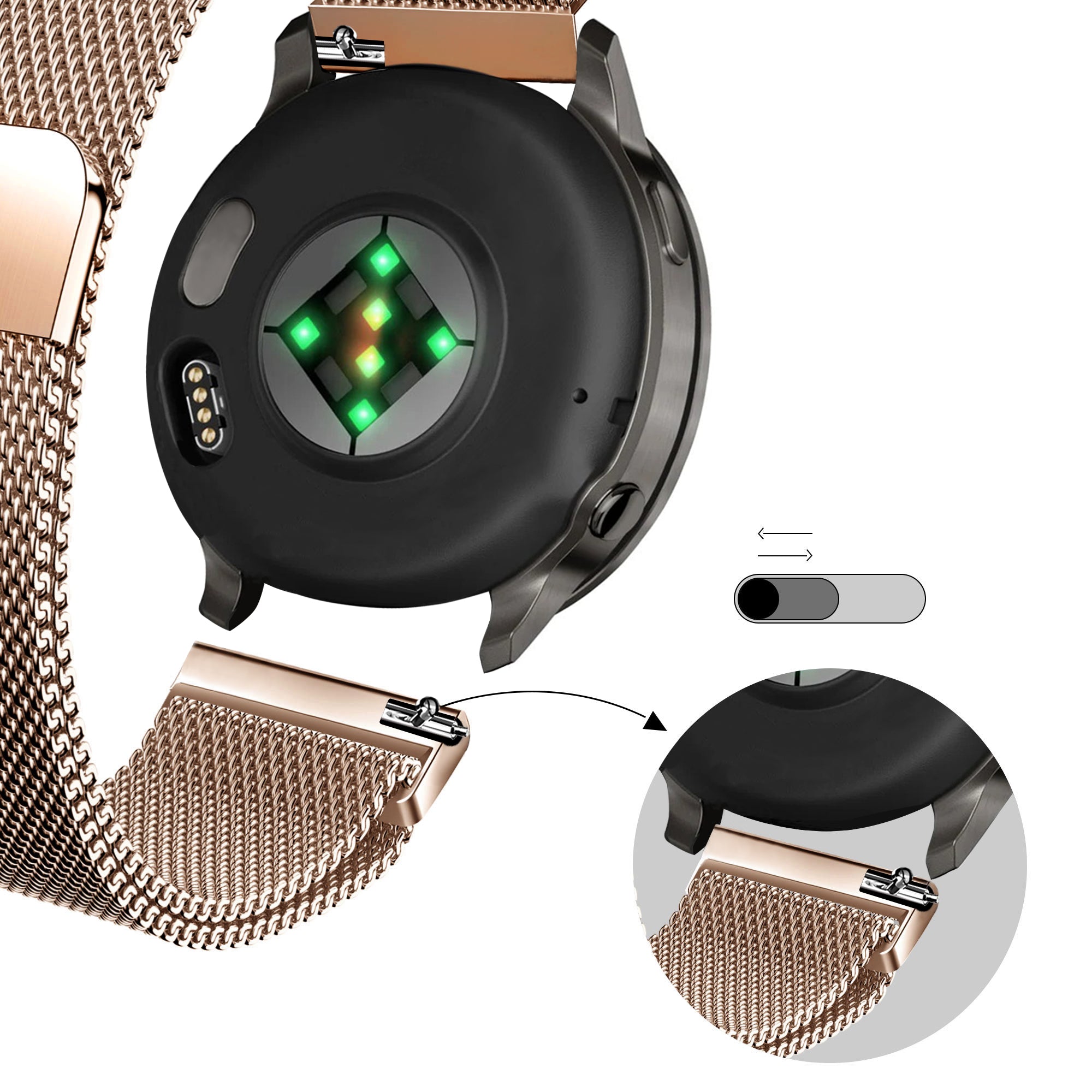 Bandz Garmin Venu 2s Milanese loop band (rosé goud)