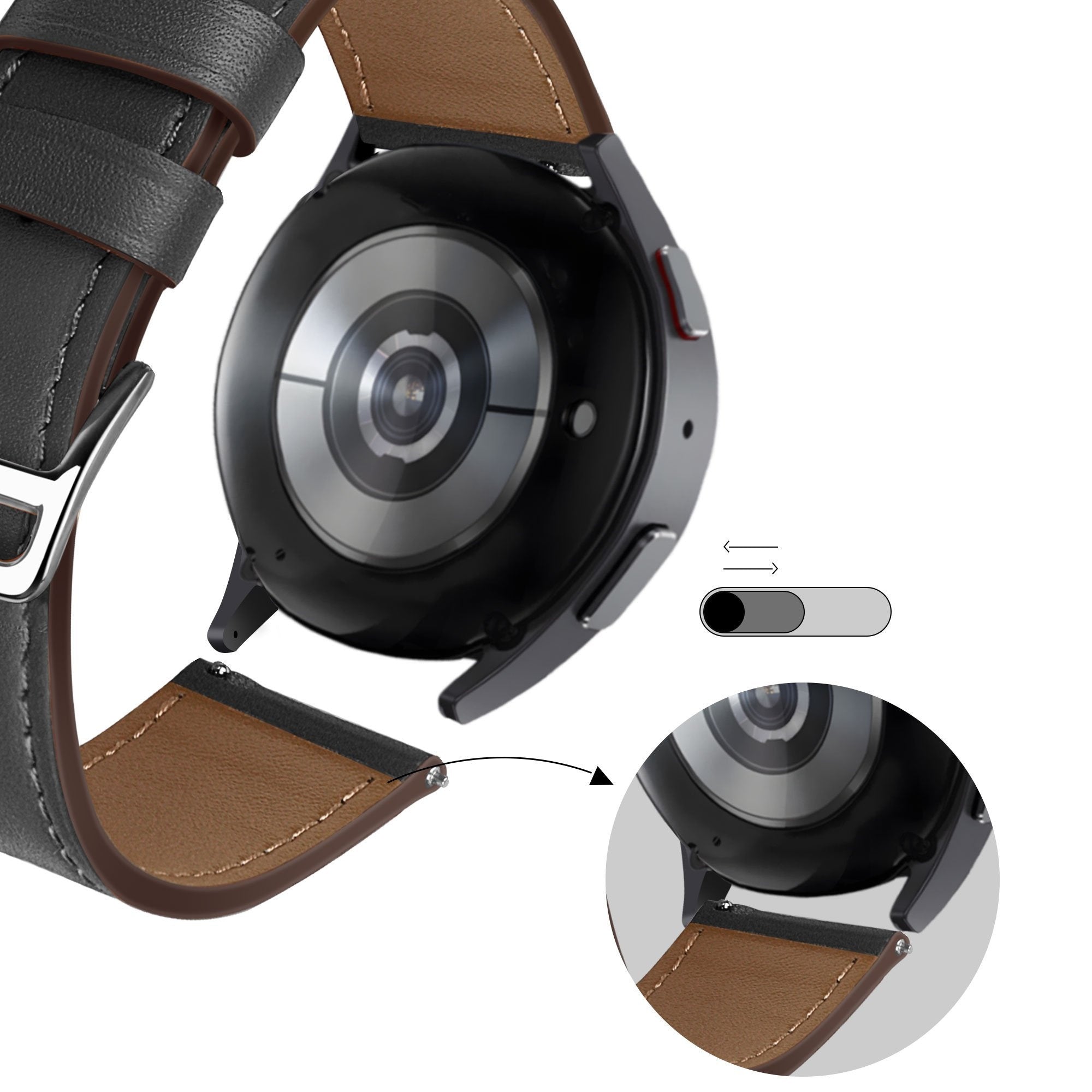 Bandz Huawei Watch GT 6 Pro - 46mm lederen band 'Deluxe' (zwart)