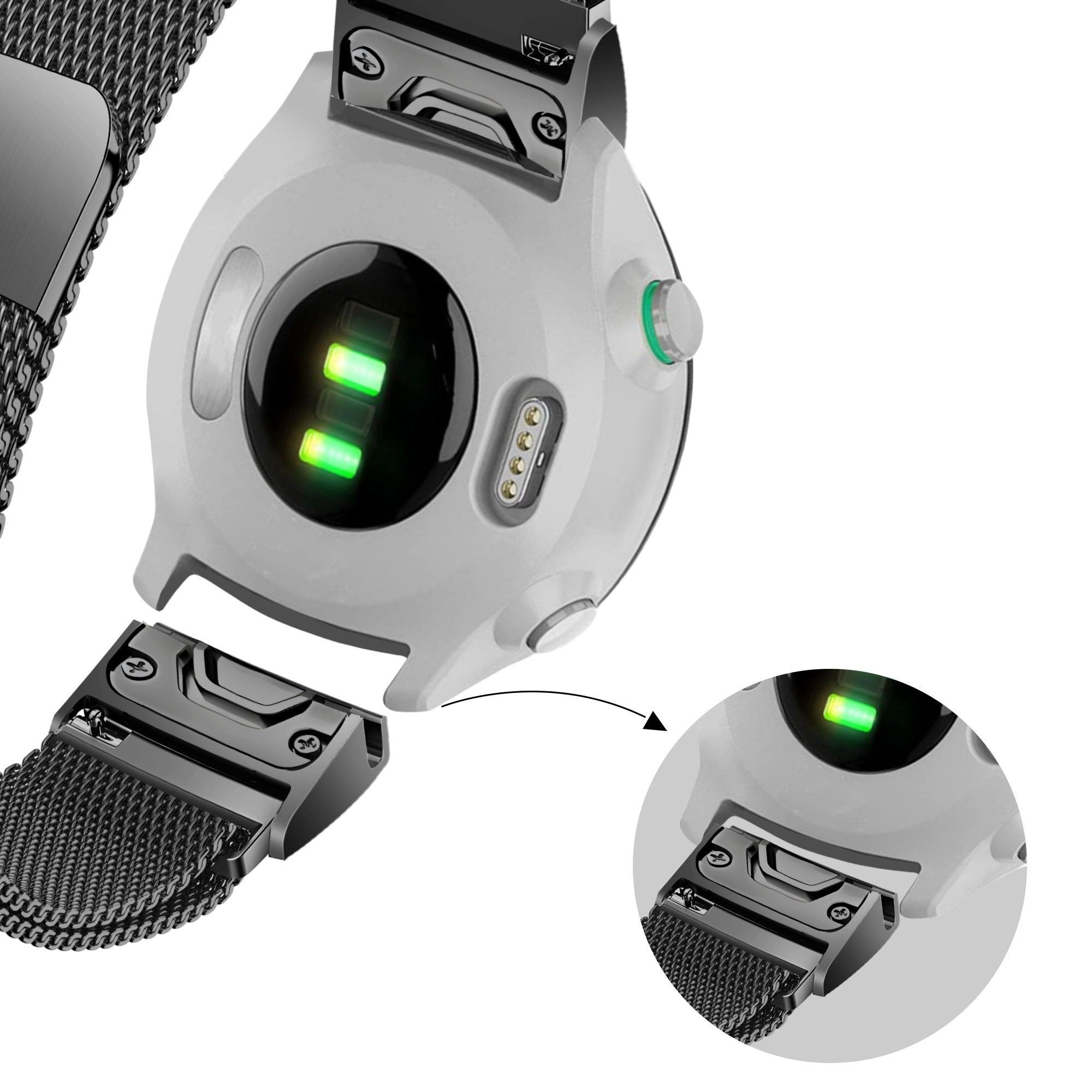 Bandz Garmin Tactix 8 - 47mm Milanese loop band (zwart)