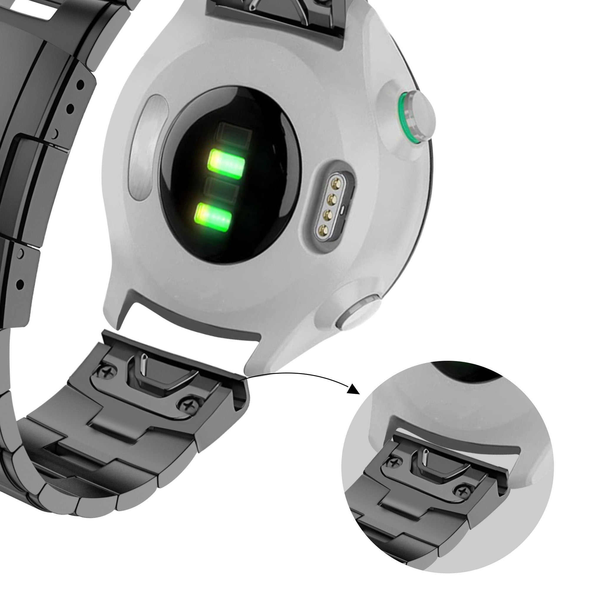 Bandz Garmin Forerunner 955 Titanium Link Strap (Grey)