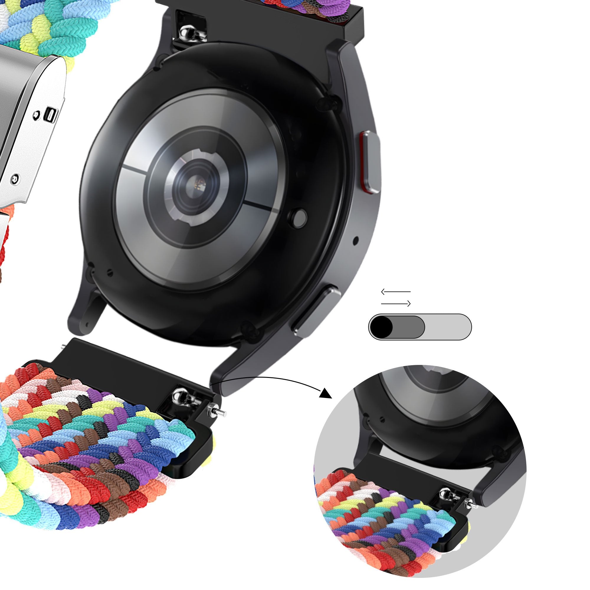 Bandz Garmin Approach S50 gevlochten nylon band (regenboog)