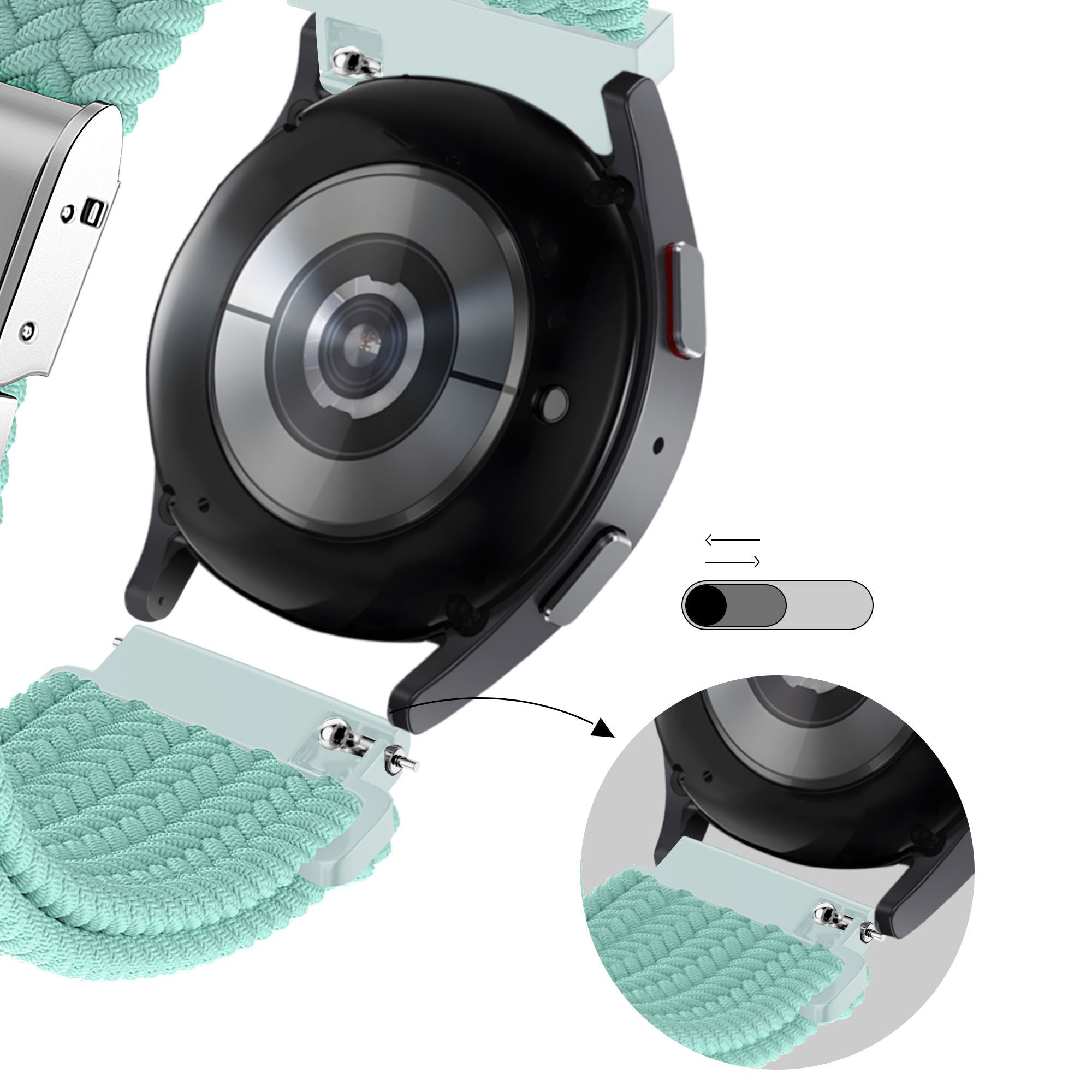 Bandz Garmin Vivomove Luxe gevlochten nylon band (turquoise)