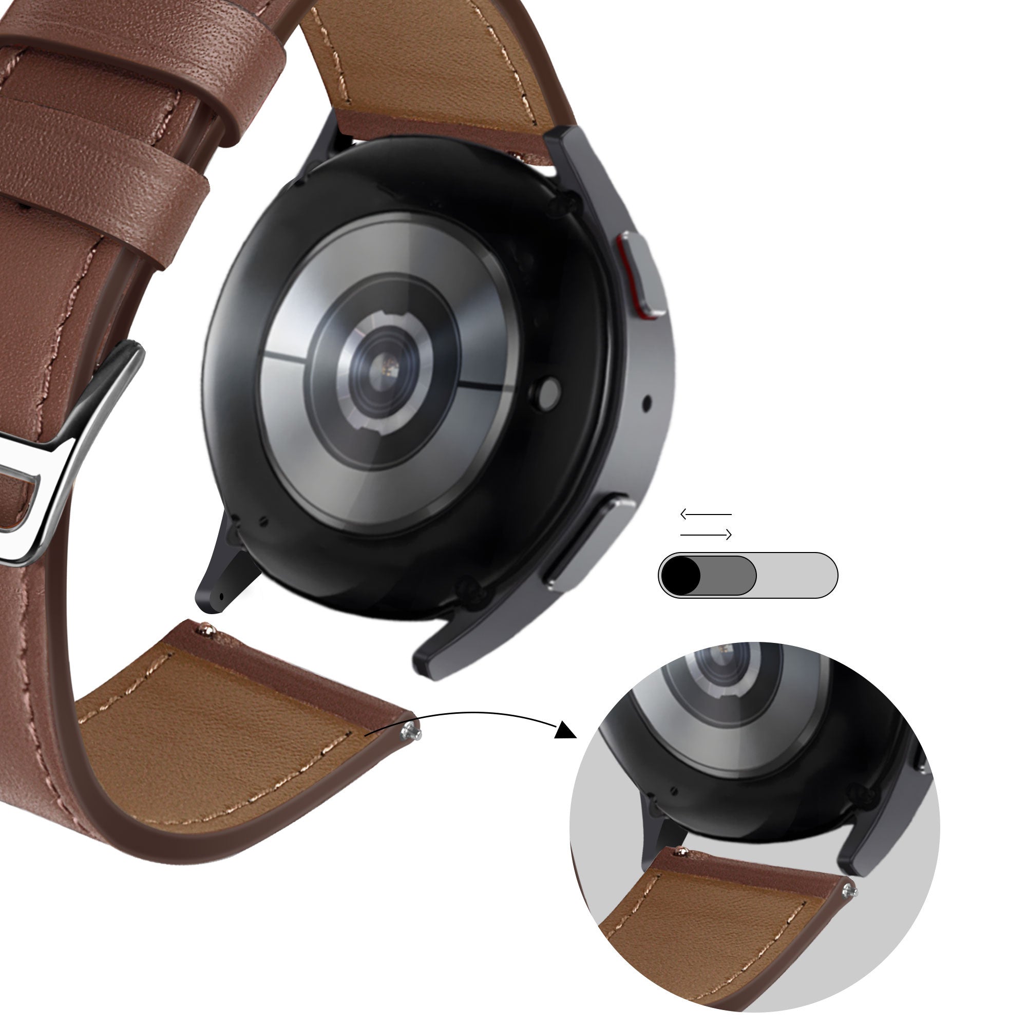 Bandz Huawei Watch GT 6 - 46mm Leather Strap 'Deluxe' (Brown)