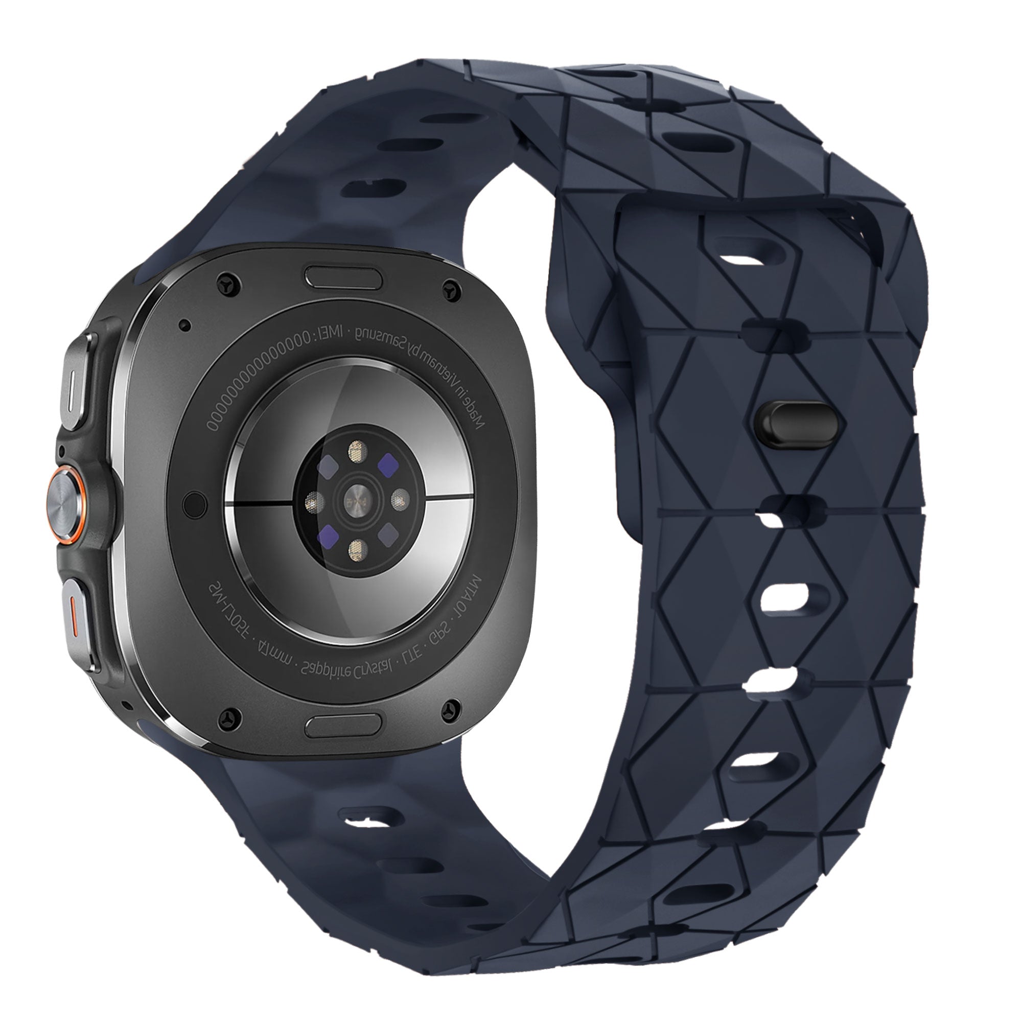Bandz Samsung Galaxy Watch Ultra siliconen band 'Hexagons' (donkerblauw)