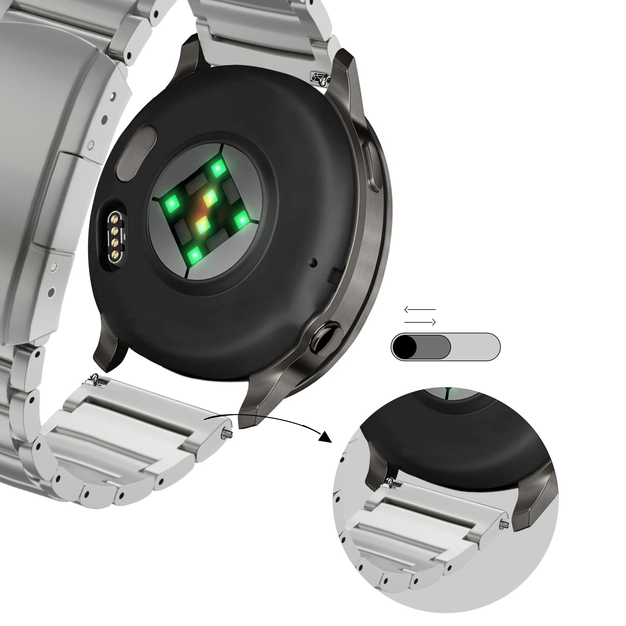 Bandz Garmin D2 Air X15 titanium schakel band (zilver)