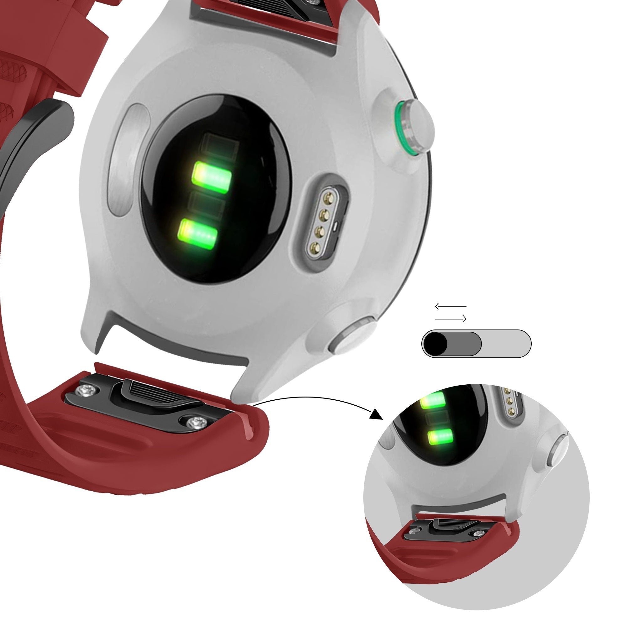 Bandz Garmin Instinct 2 siliconen band met gesp (rood)