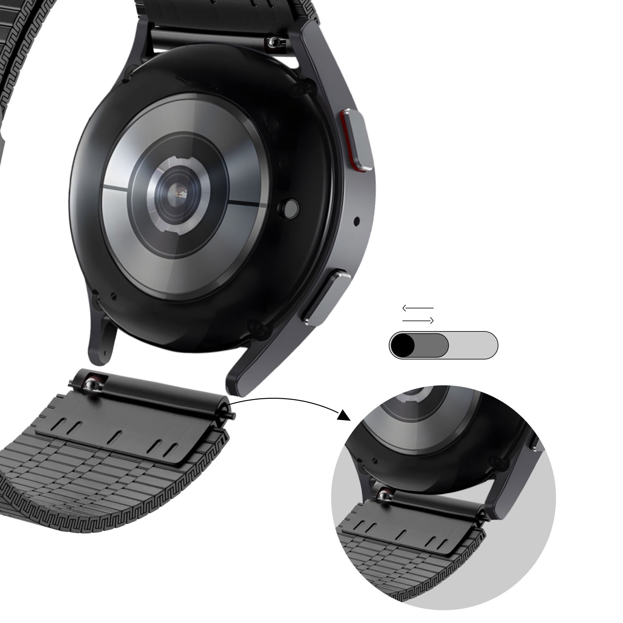 Bandz Suunto Race (S) verstelbare stalen band (zwart)