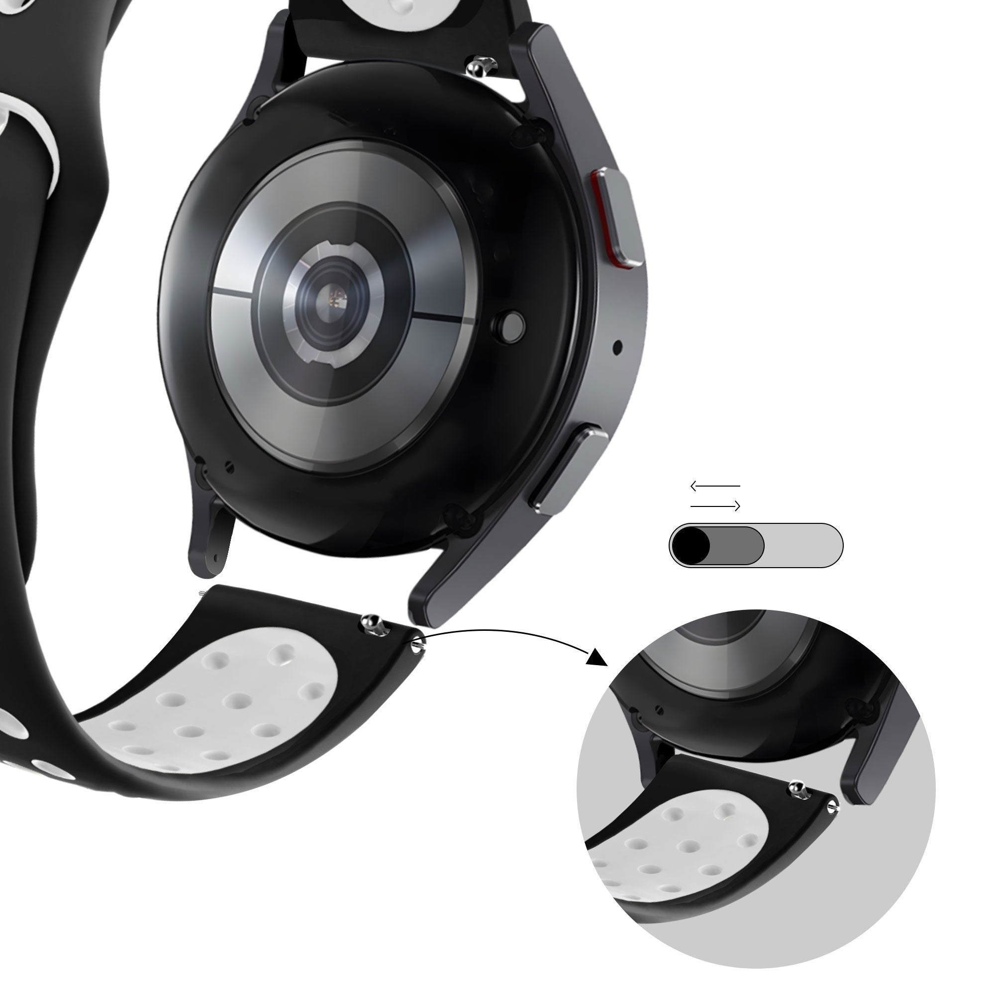 Bandz Amazfit Active 2 sport band 'Deluxe' (zwart/wit)