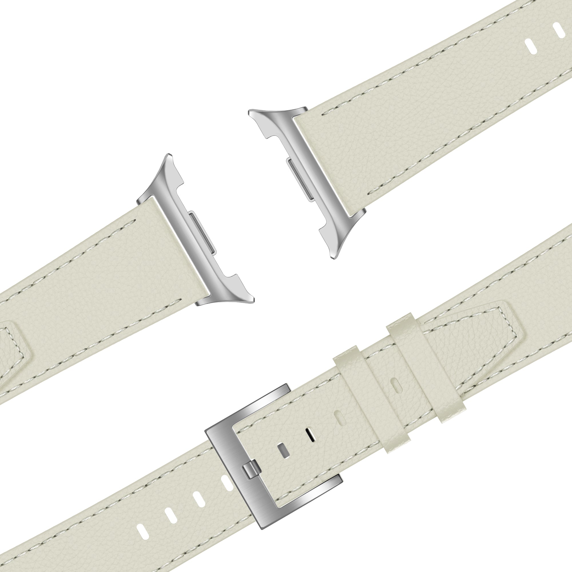 Bandz Samsung Galaxy Watch 8 Classic lederen band 'Deluxe' (lichtbeige)