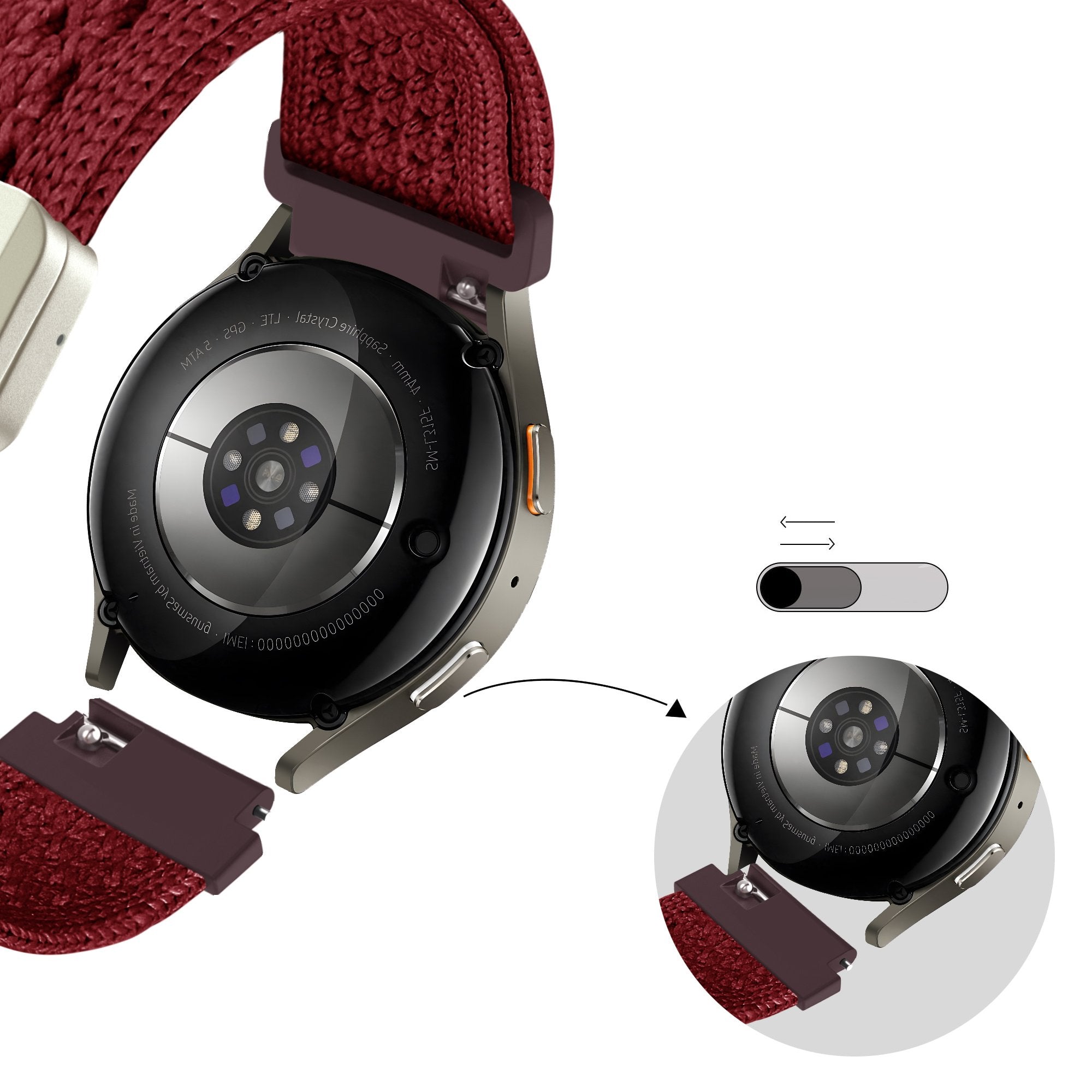 Bandz Garmin Approach S50 Vintage Nylon Strap (Wine Red)