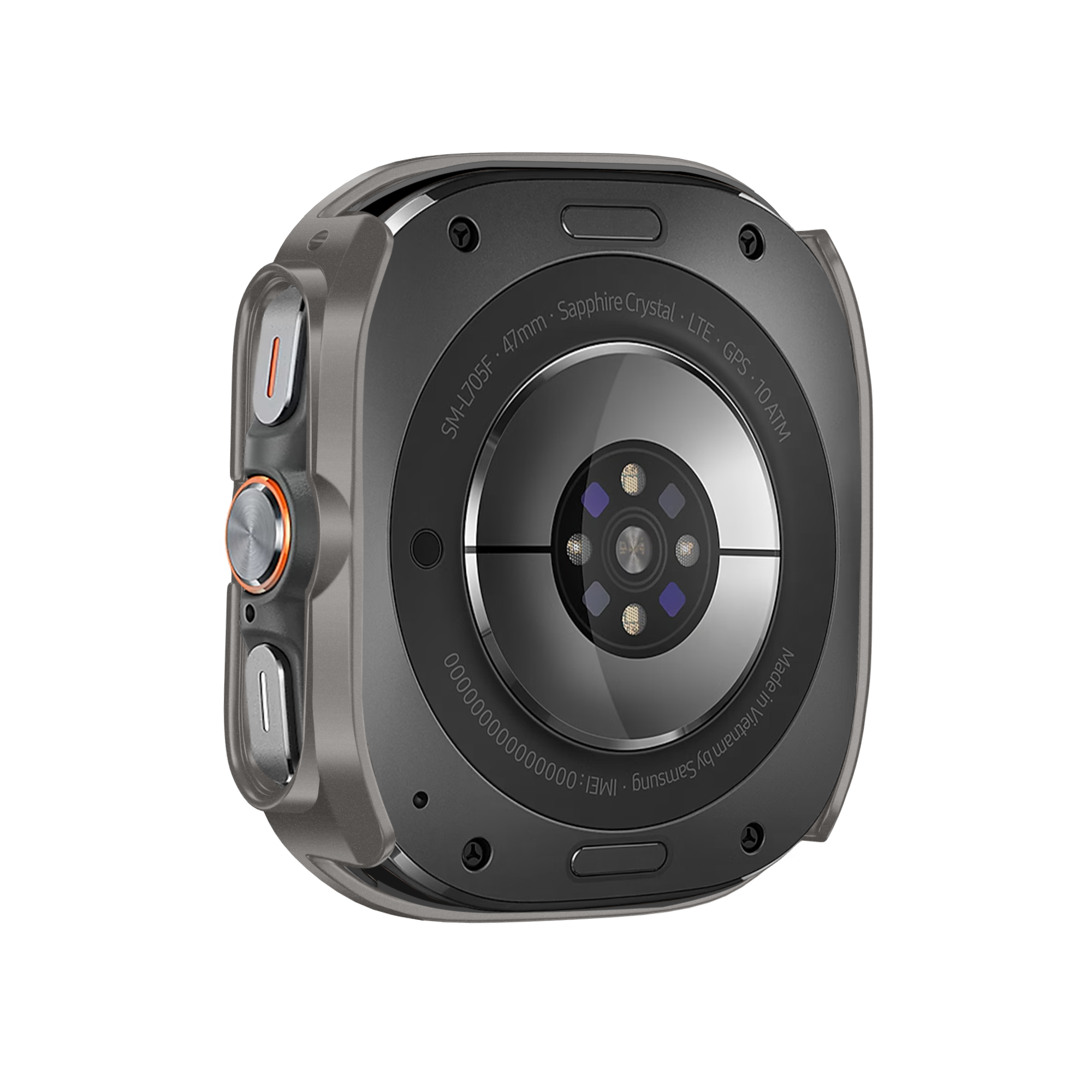 Bandz Samsung Galaxy Watch Ultra bezel PC hoesje (titanium grijs met wit)