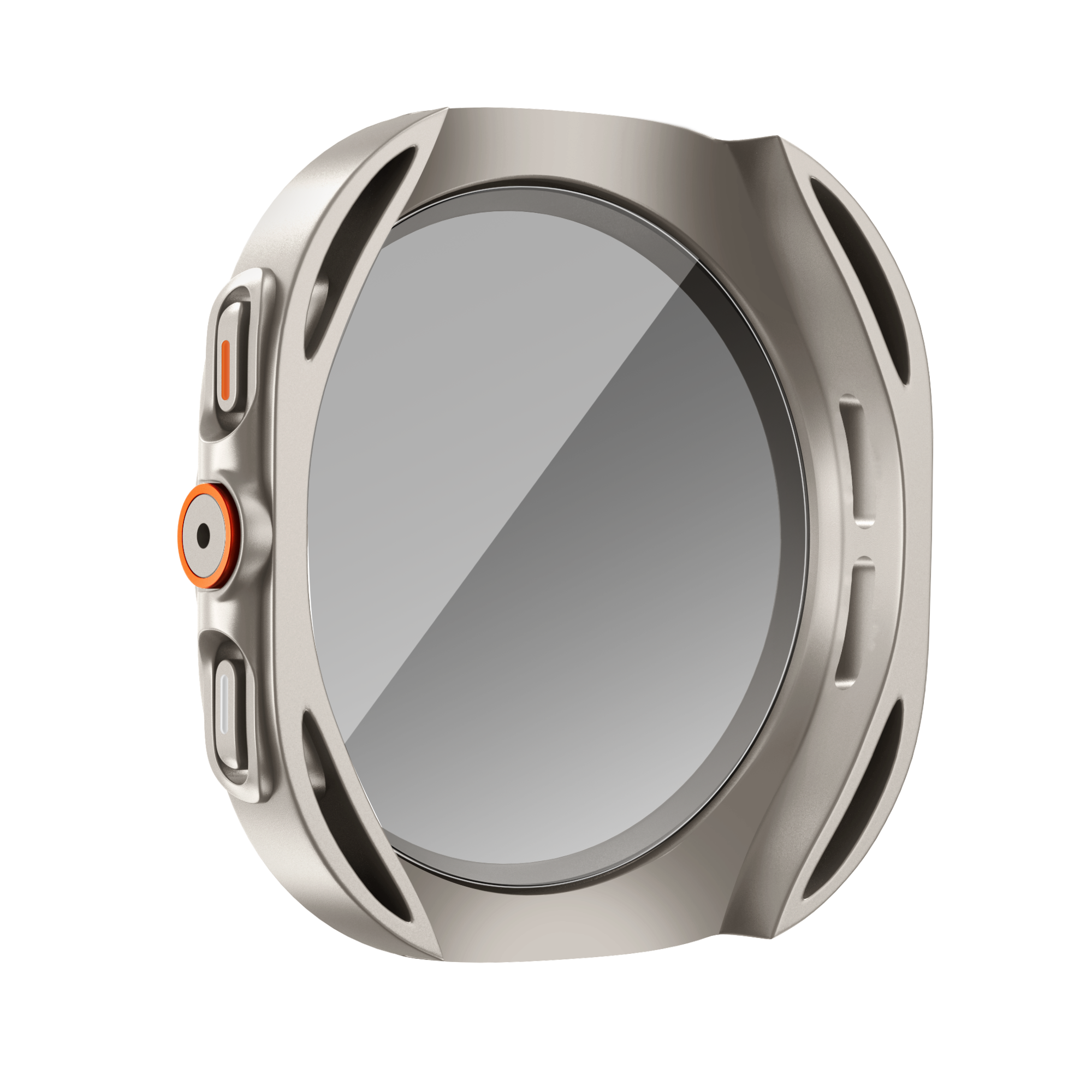 Bandz Samsung Galaxy Watch 7 - 44mm square PC hoesje met glas (titanium)