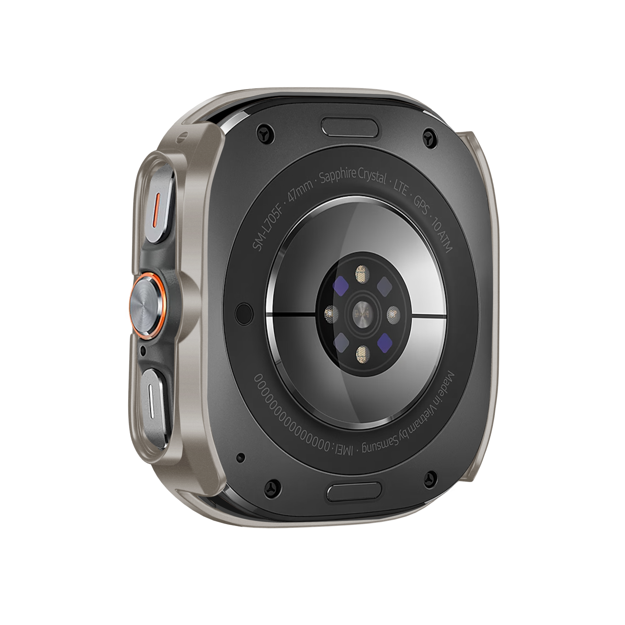 Bandz Samsung Galaxy Watch Ultra bezel PC hoesje (titanium met oranje)