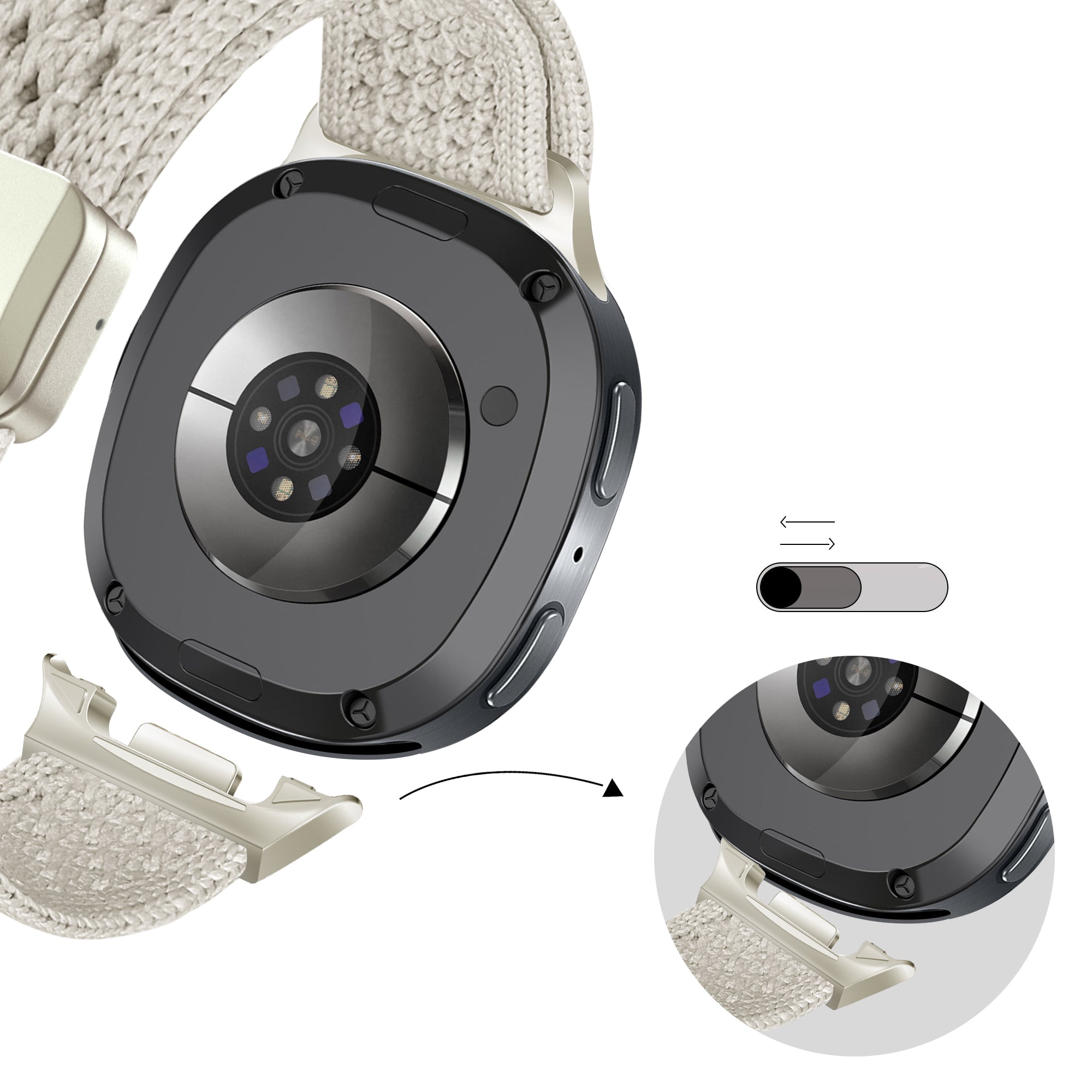 Bandz Samsung Galaxy Watch 8 Classic Vintage Nylon Strap (Starlight)