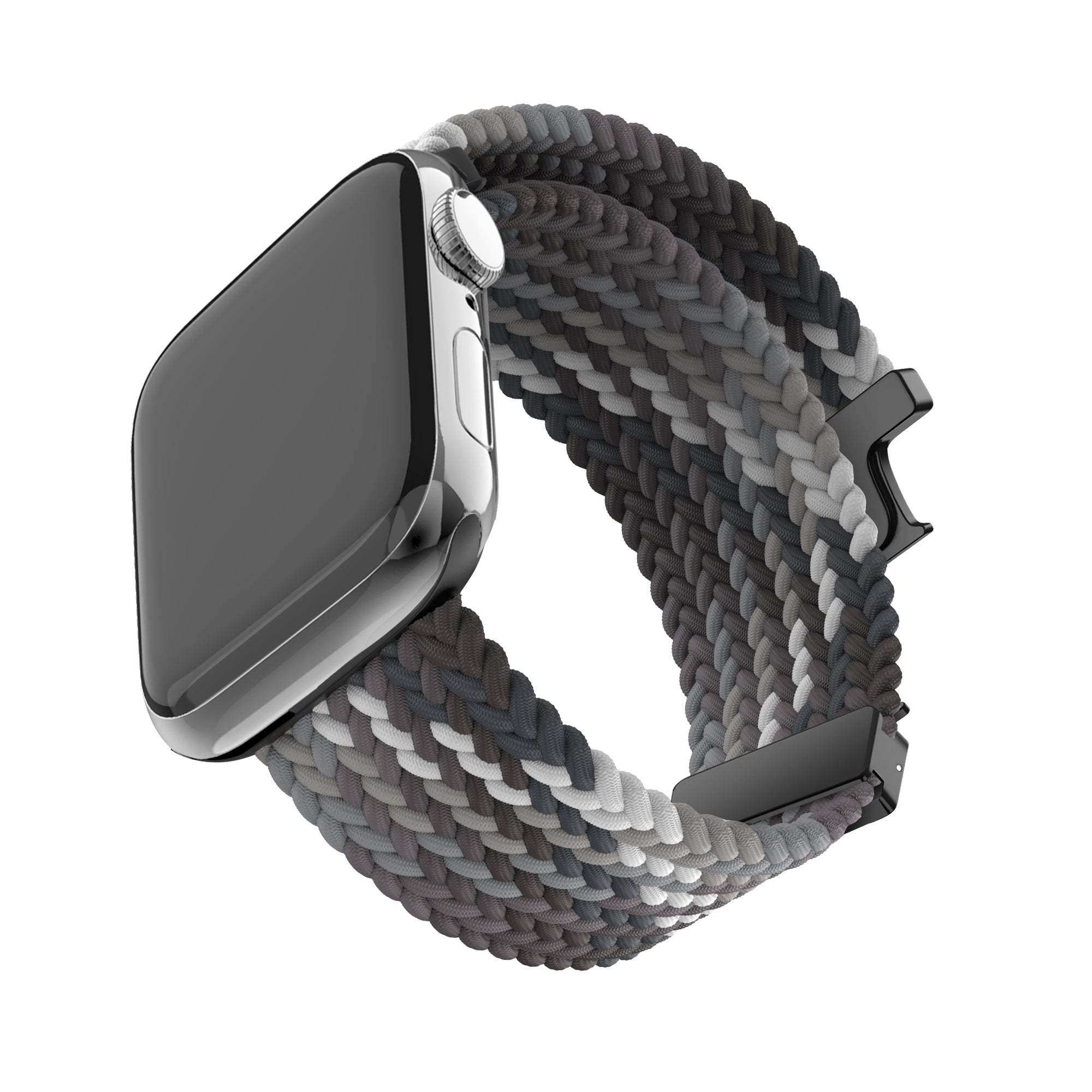 Bandz Apple Watch gevlochten nylon band met P-buckle (mandala zwart)