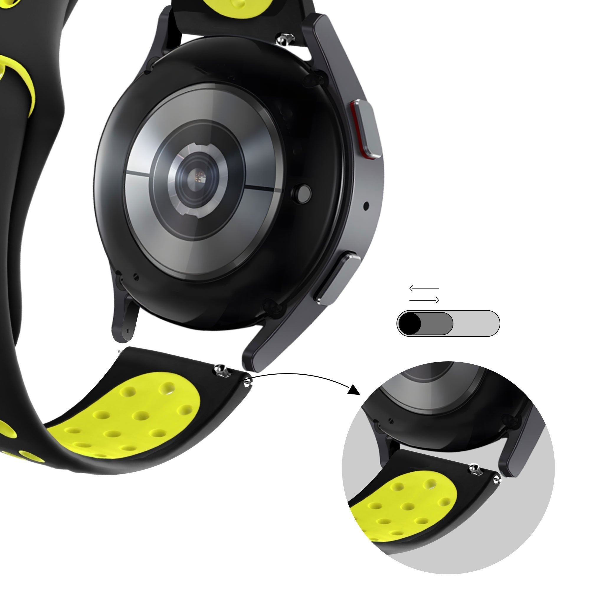 Bandz TicWatch 22mm Sport Strap 'Deluxe' (Black/Yellow)