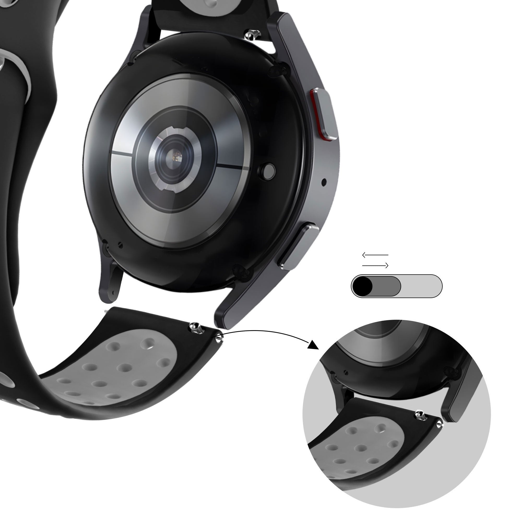 Bandz OnePlus Watch Lite sport band 'Deluxe' (zwart/grijs)