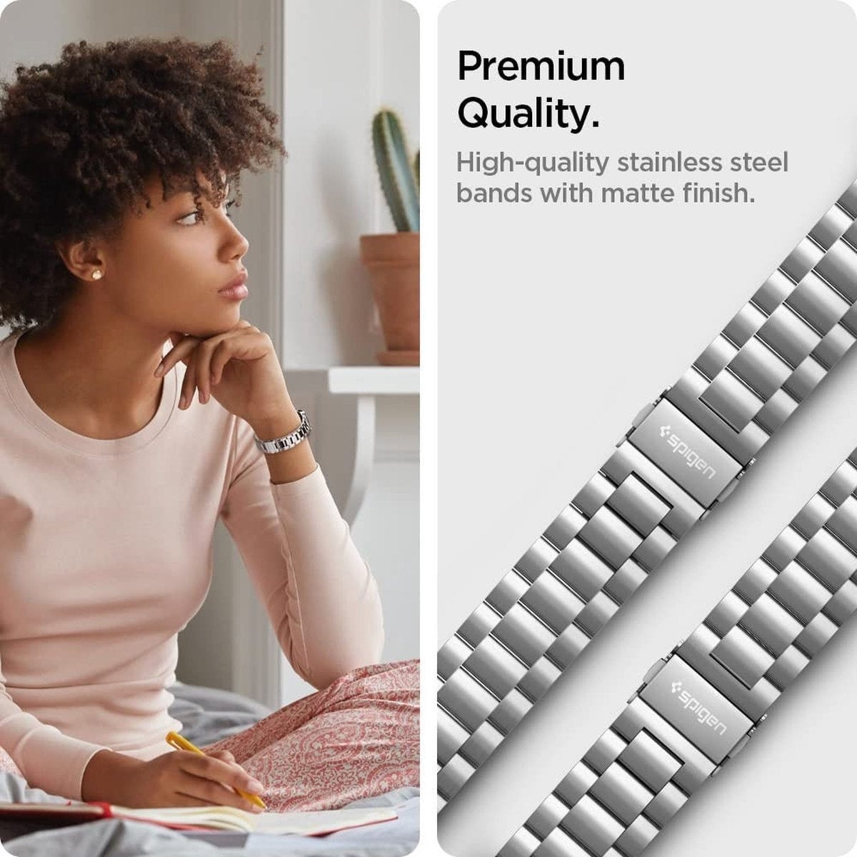 Spigen Galaxy Watch 4 Classic 42mm stalen bandje (zilver)