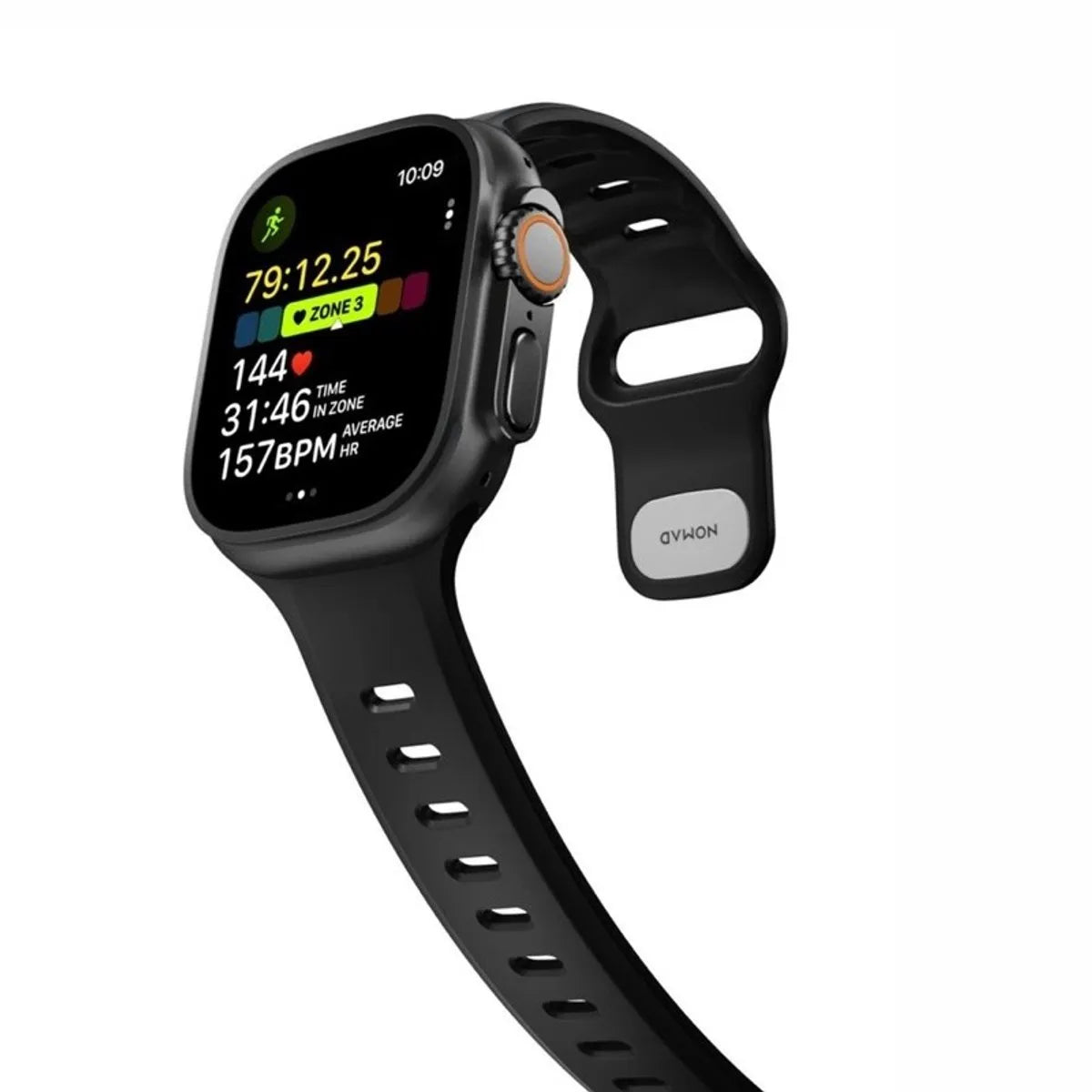 Nomad Apple Watch siliconen Tempo bandje (zwart)
