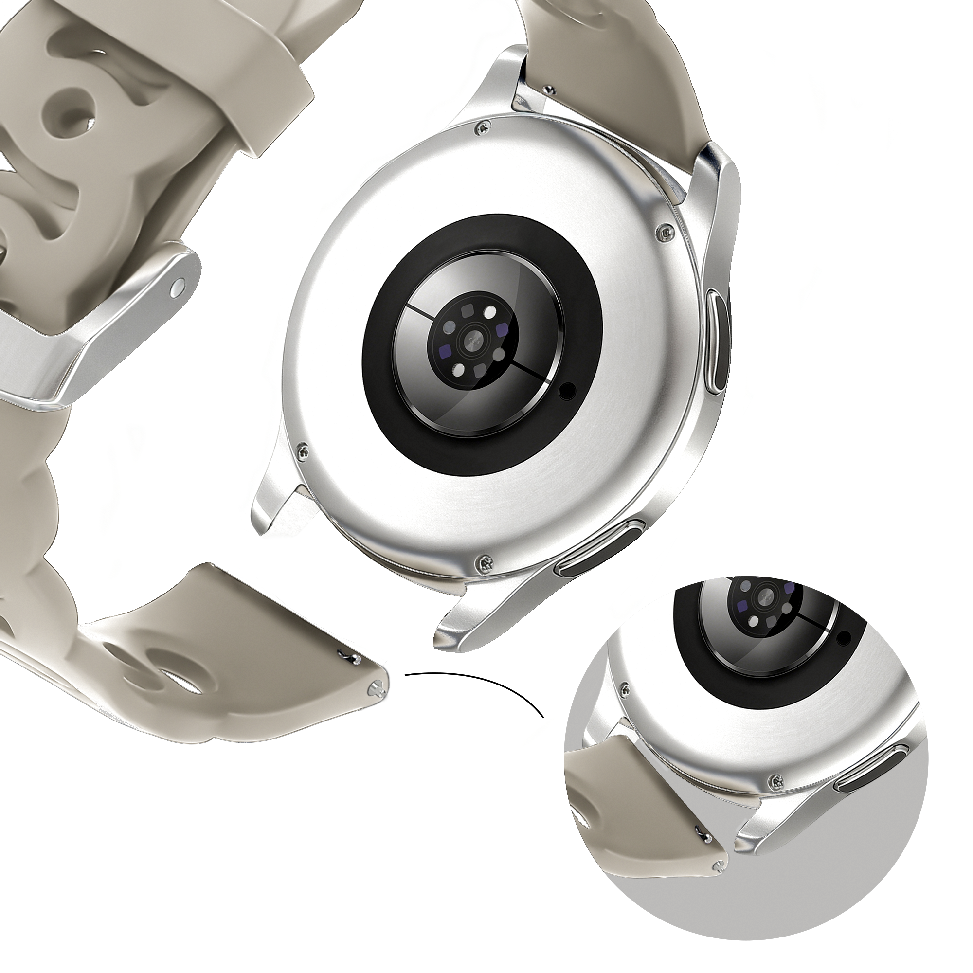 Bandz Samsung Galaxy Watch 5 Pro siliconen band 'Chains' (lichtgrijs)