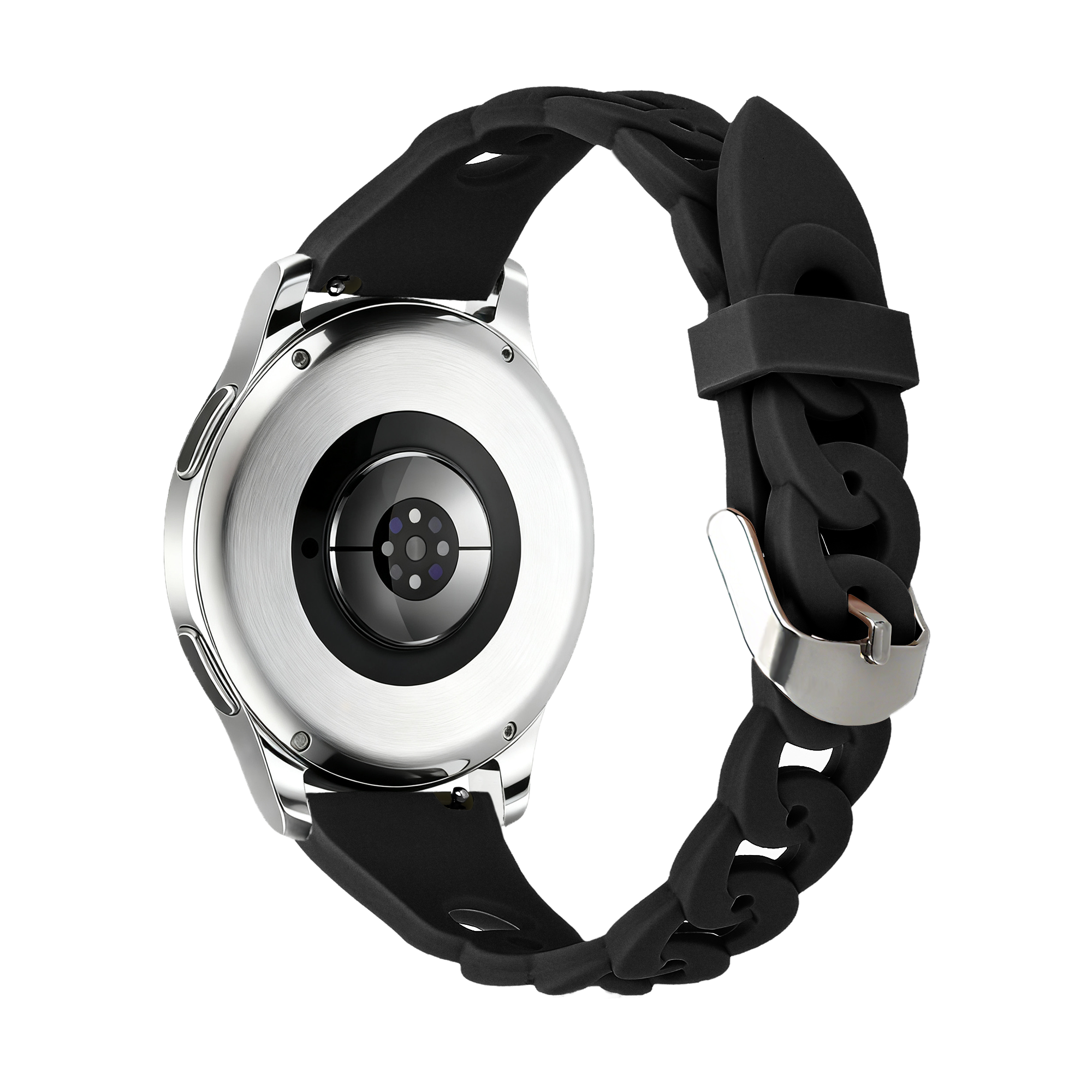 Bandz Samsung Galaxy Watch 42mm siliconen band 'Chains' (zwart)