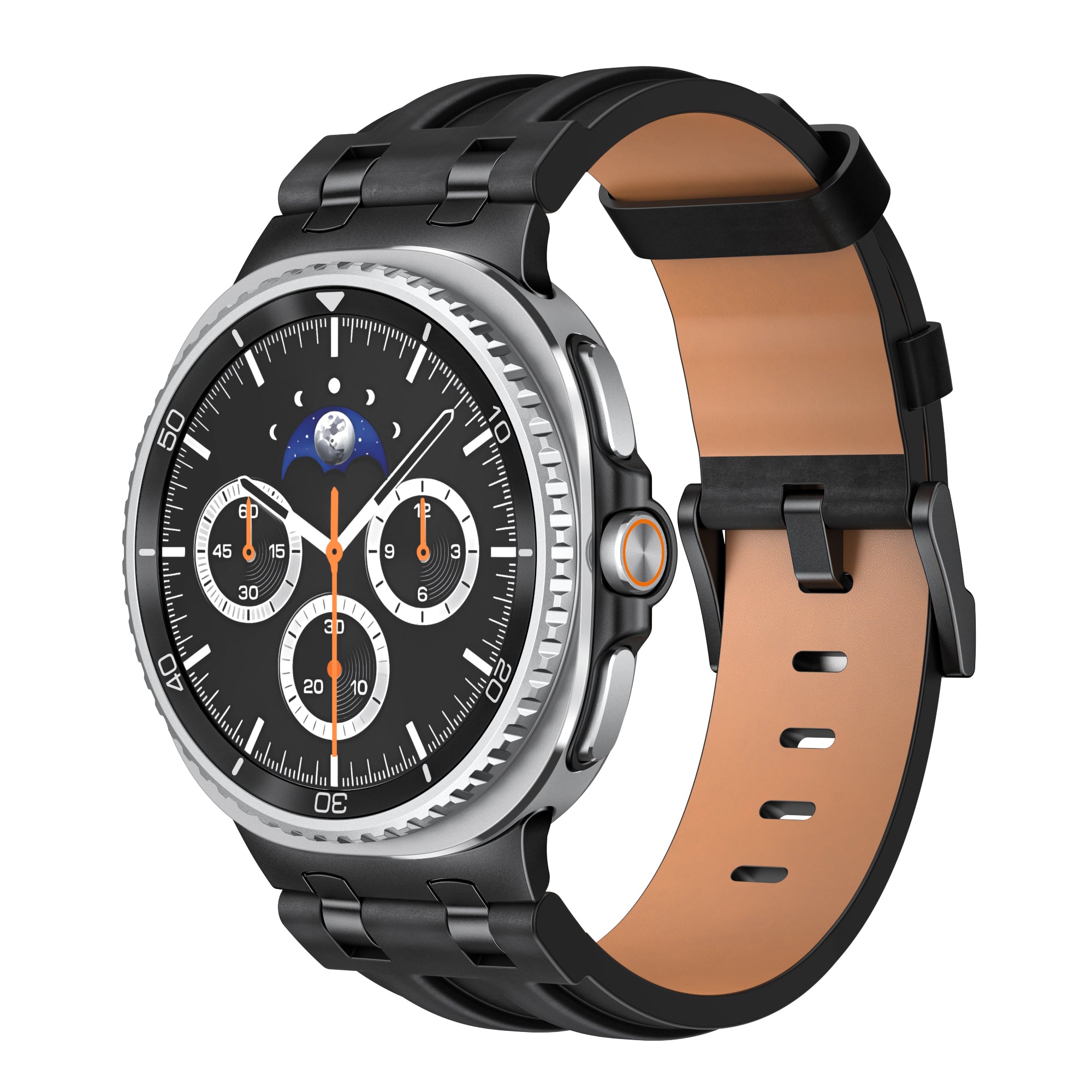 Samsung Galaxy Watch 8 Classic solide lederen band (zwart)