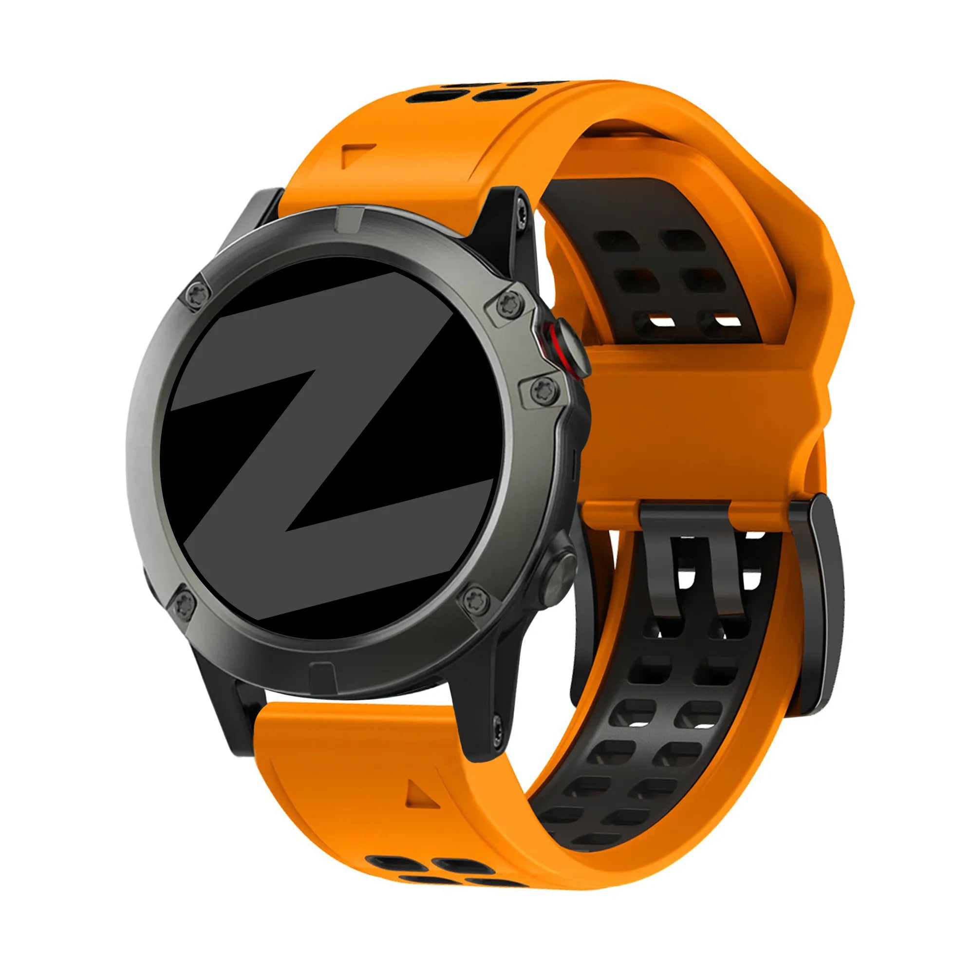 Bandz Garmin Fenix 8 - 47mm Buckled Sport Strap (Orange/Black)