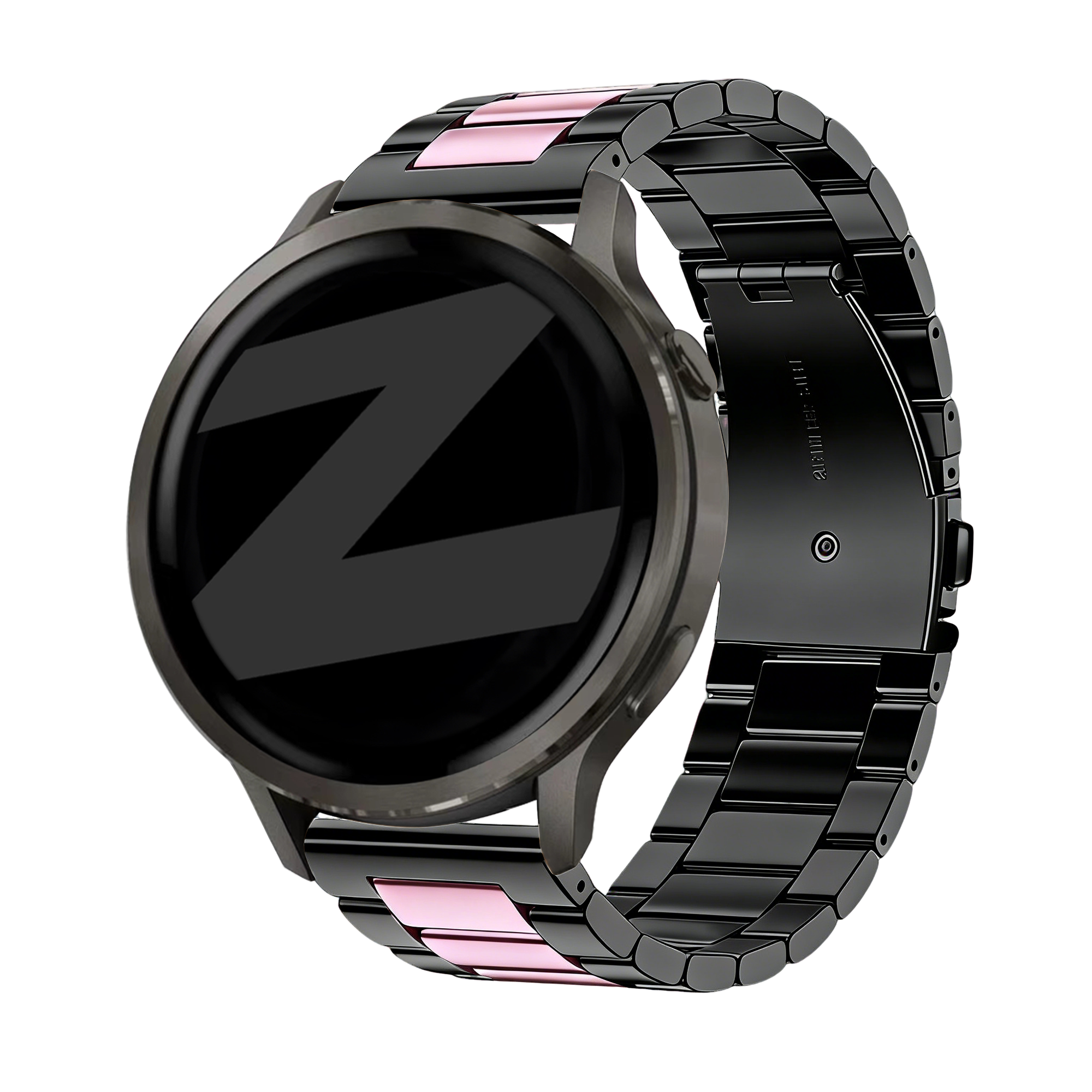 Bandz Garmin Venu 3s stalen band 'Classic' (zwart/roze)