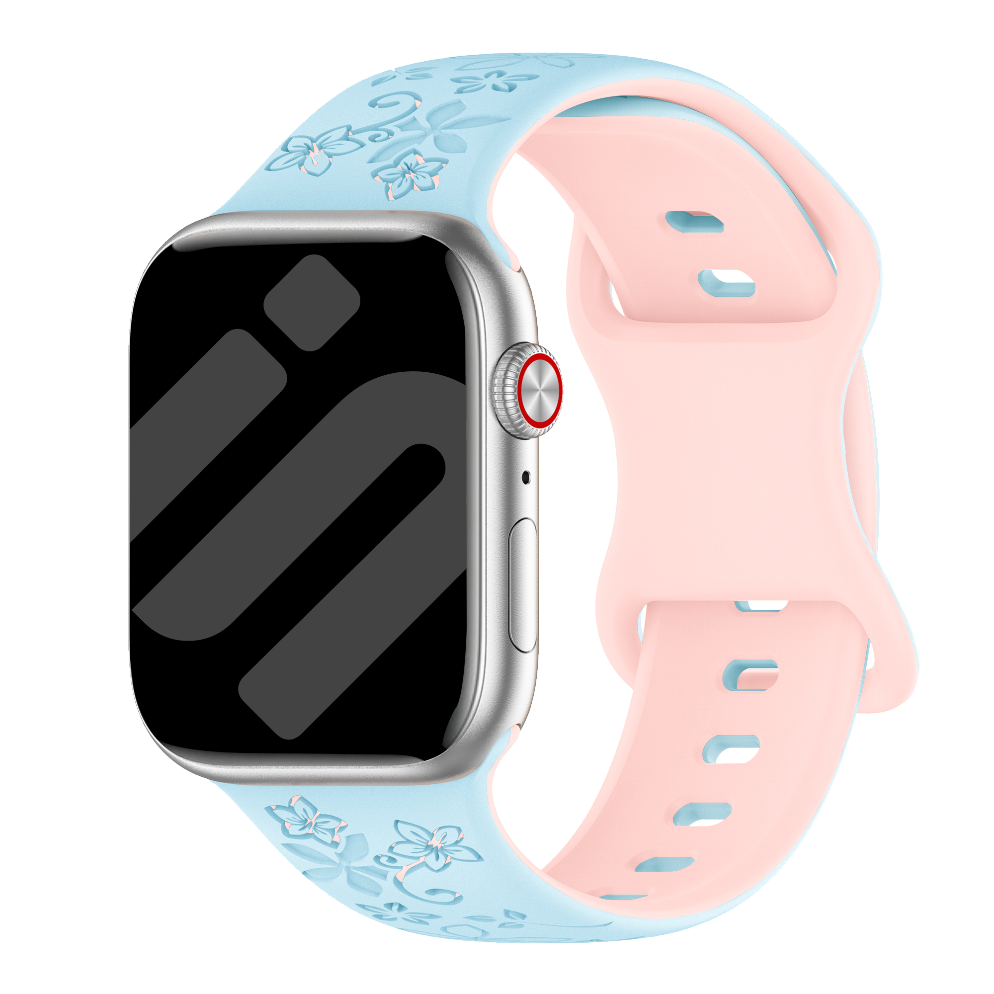 Apple Watch Flower Silicone Strap (Blue/Pink)