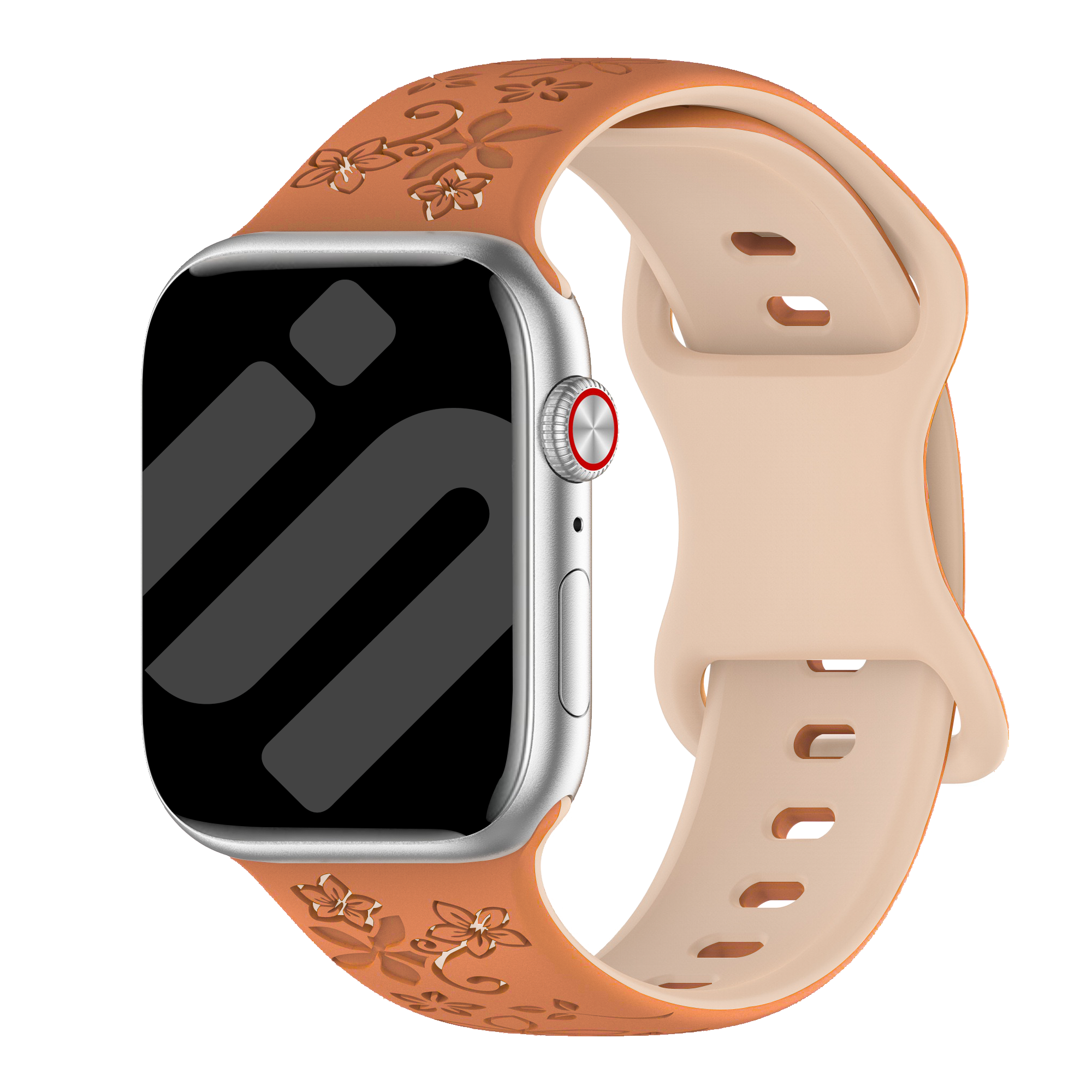 Apple Watch Flower siliconen band (beige/bruin)