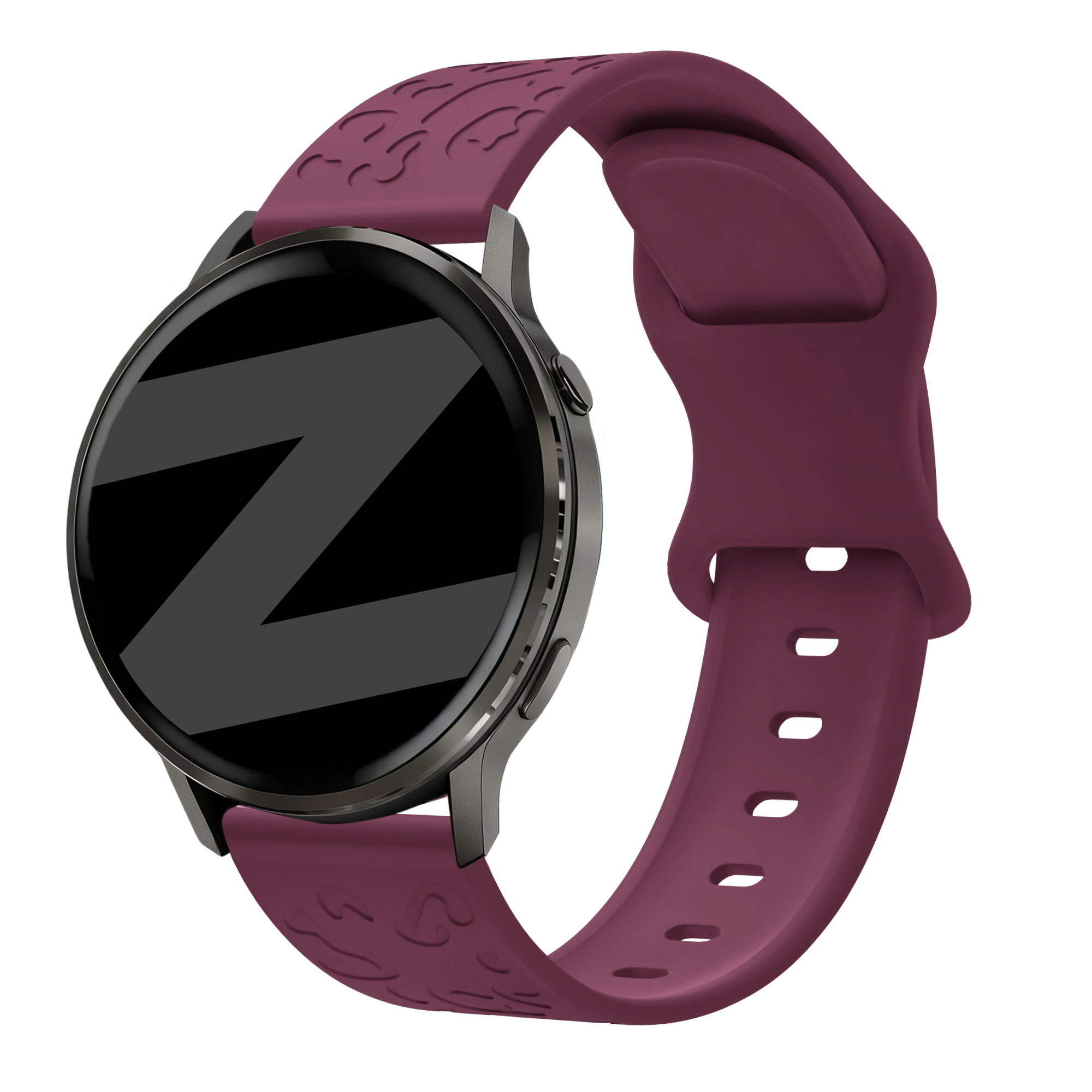 Bandz Garmin Vivoactive 4s siliconen band 'Leopard' (wijnrood)