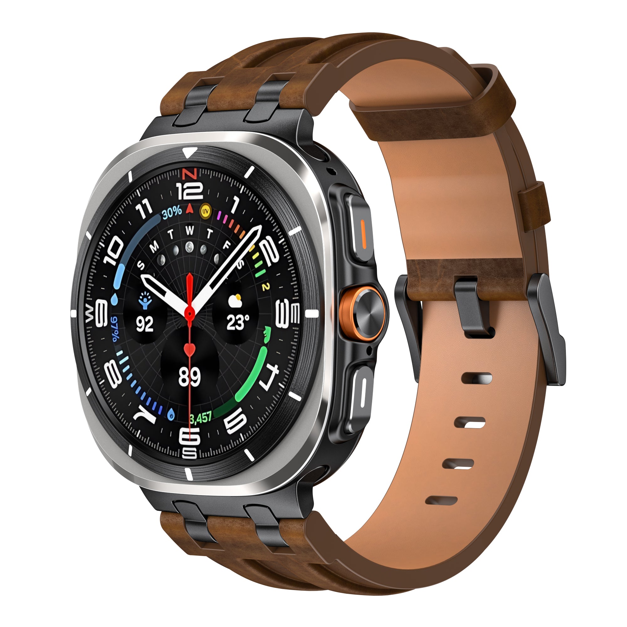 Samsung Galaxy Watch Ultra solide lederen band (donkerbruin)