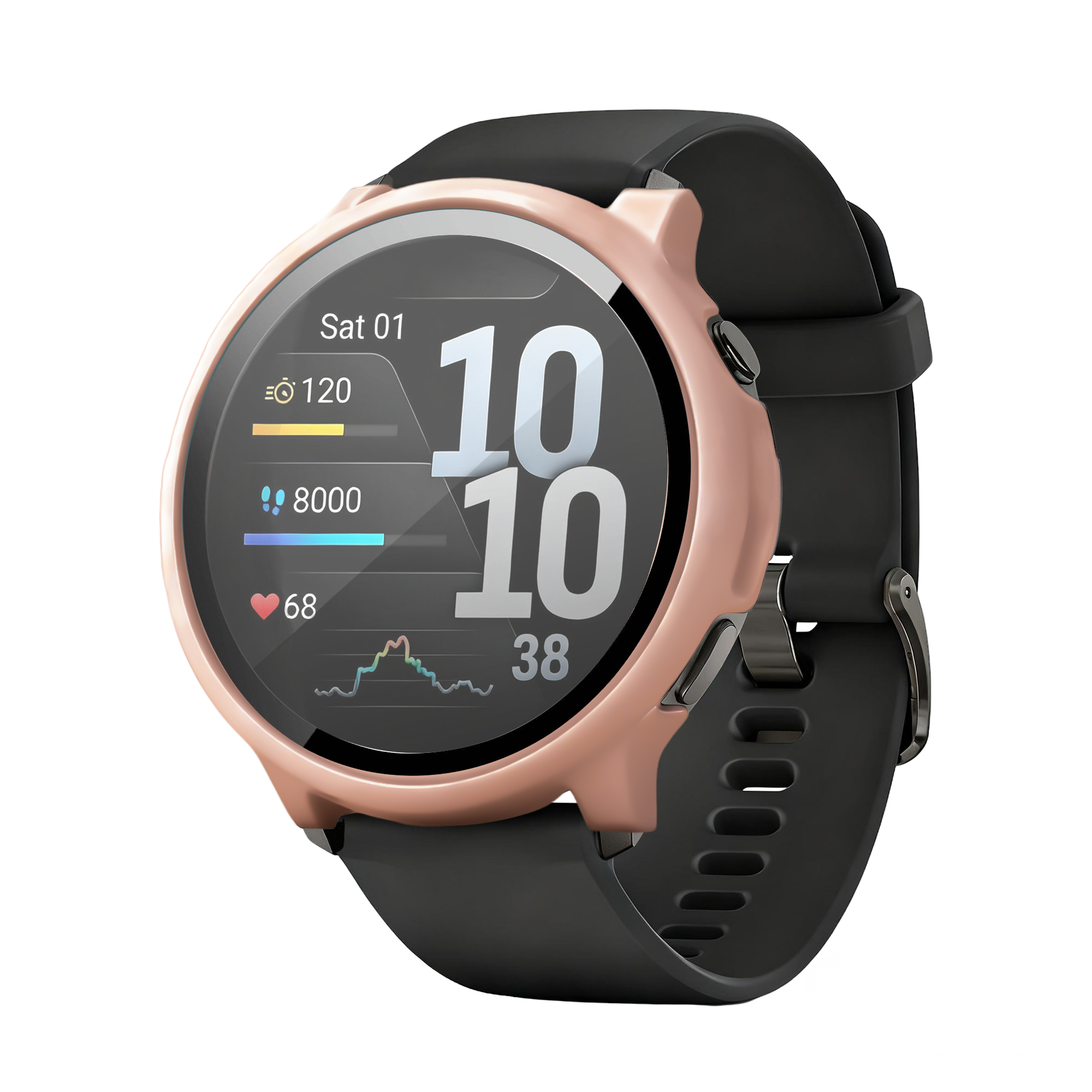 Bandz Garmin Venu 4 - 41mm PC hoesje met glas (zalm roze)