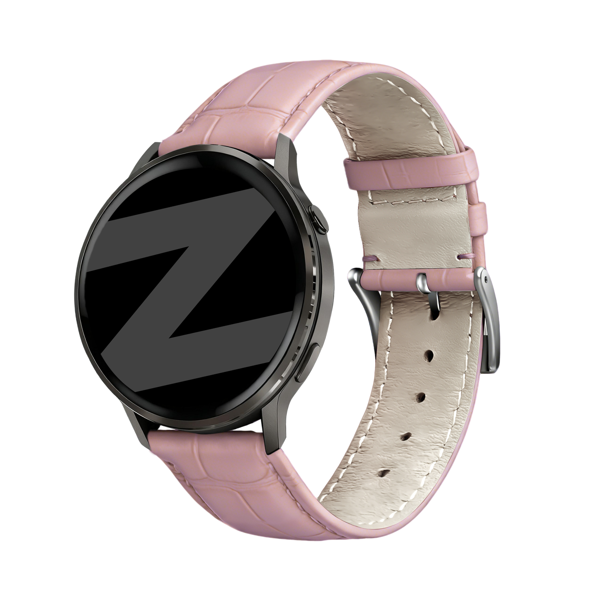 Bandz Garmin Venu SQ Leren crocodile grain band (roze)
