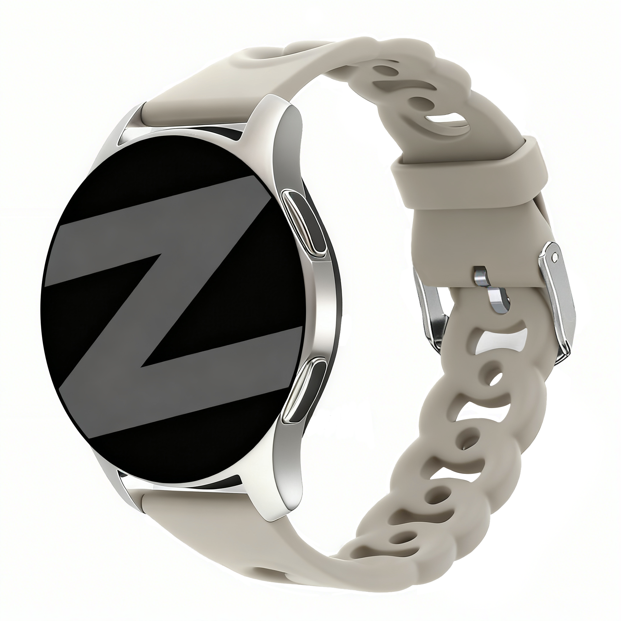 Bandz Samsung Galaxy Watch 7 - 44mm siliconen band 'Chains' (lichtgrijs)