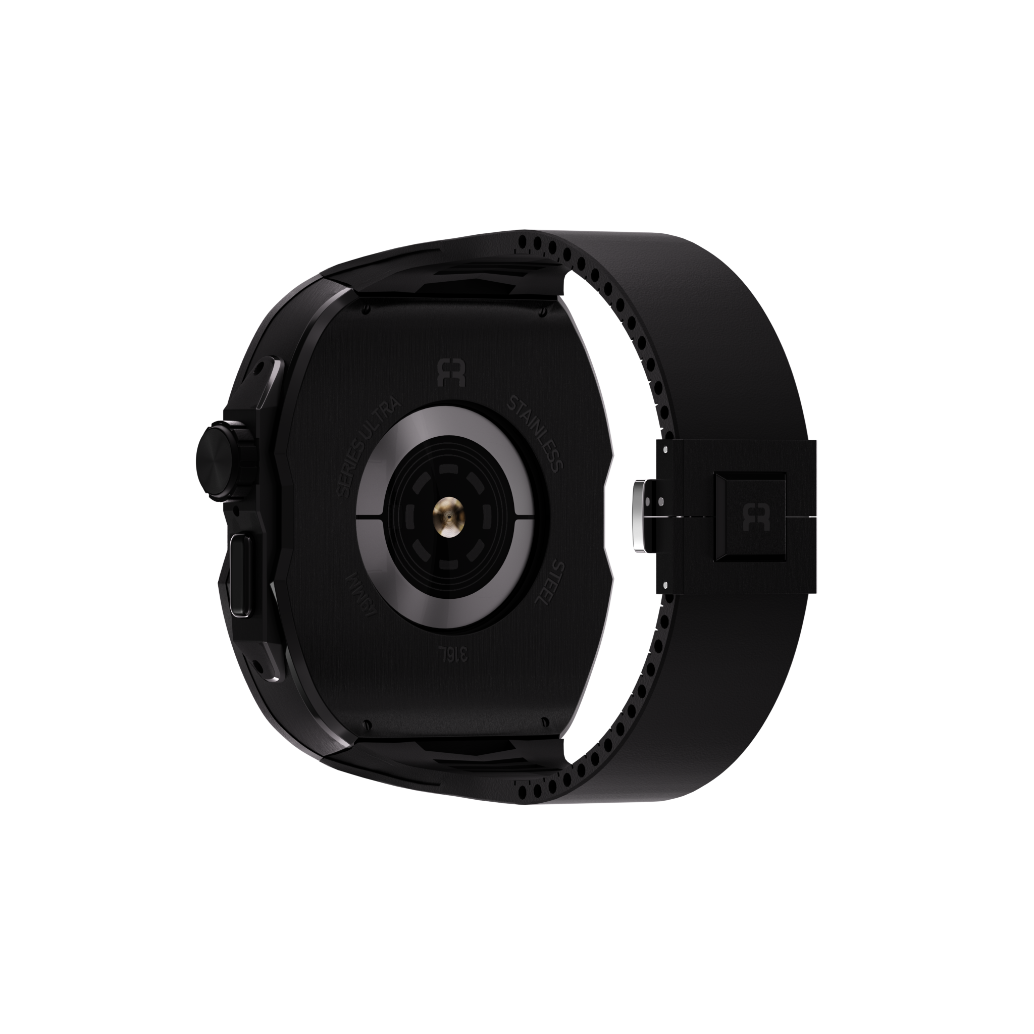 Reqior Apple Watch Ultra case met rubberen band (zwart)