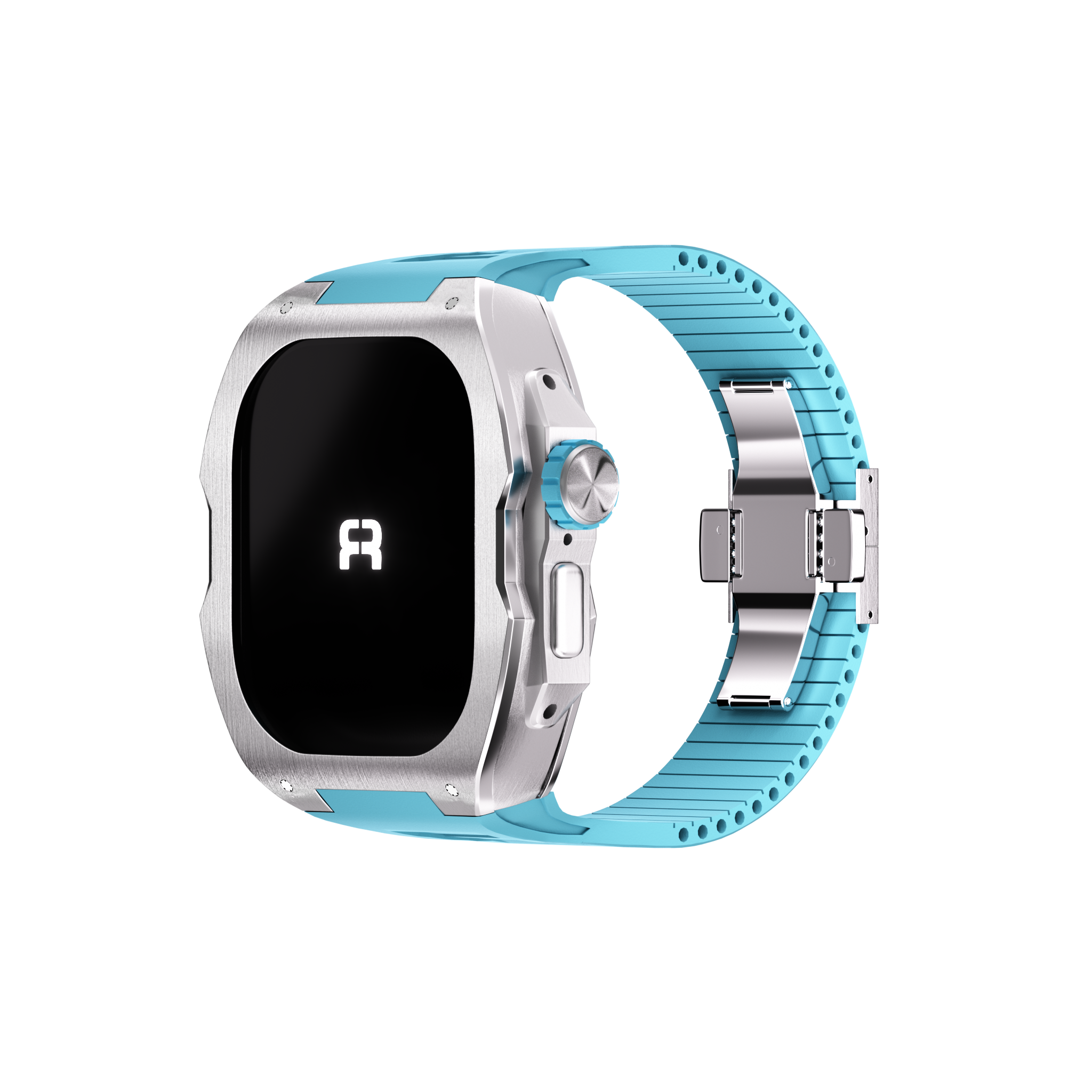 Reqior Apple Watch Ultra case met rubberen band (blauw)
