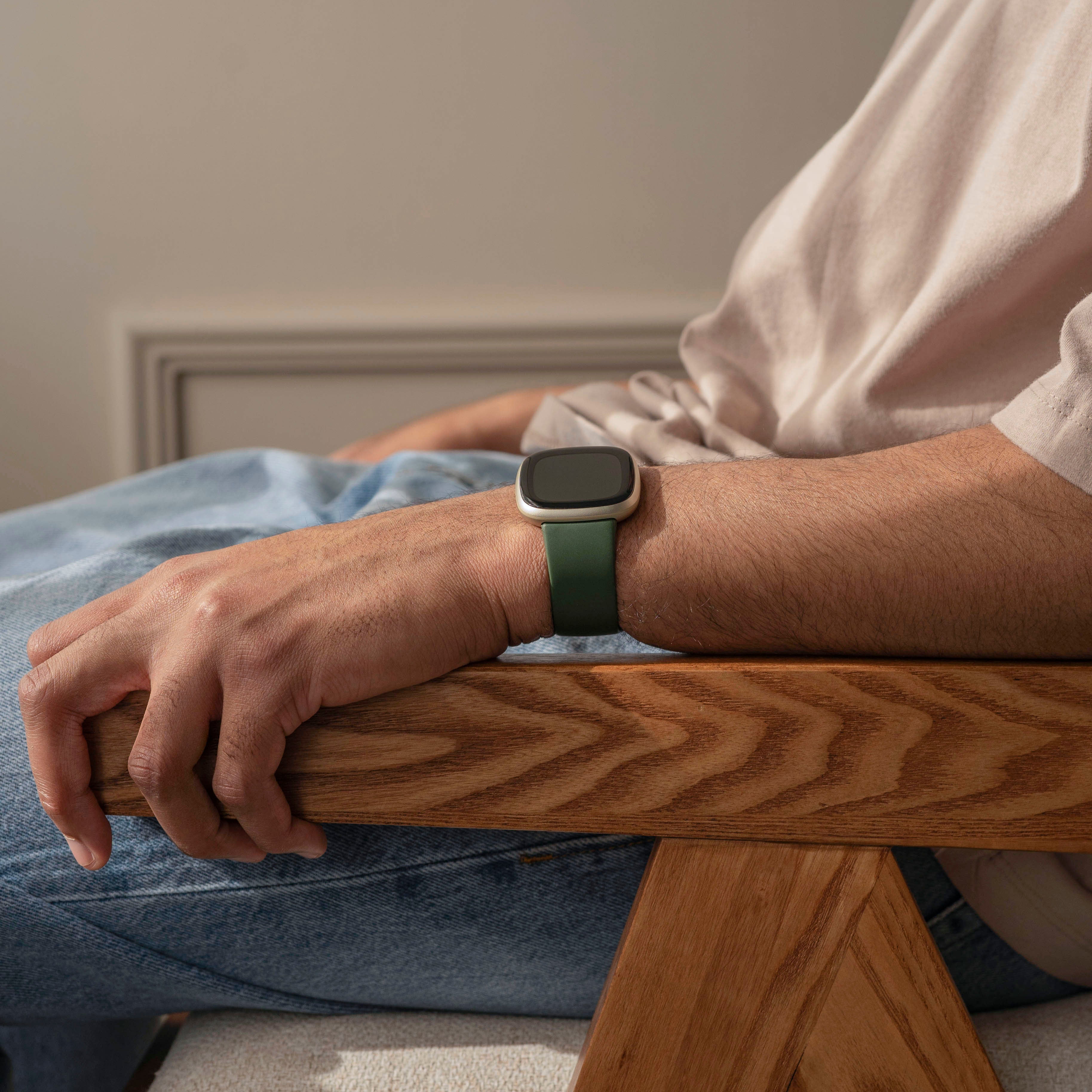 Fitbit Sense 2 siliconen classic bandje (donkergroen)