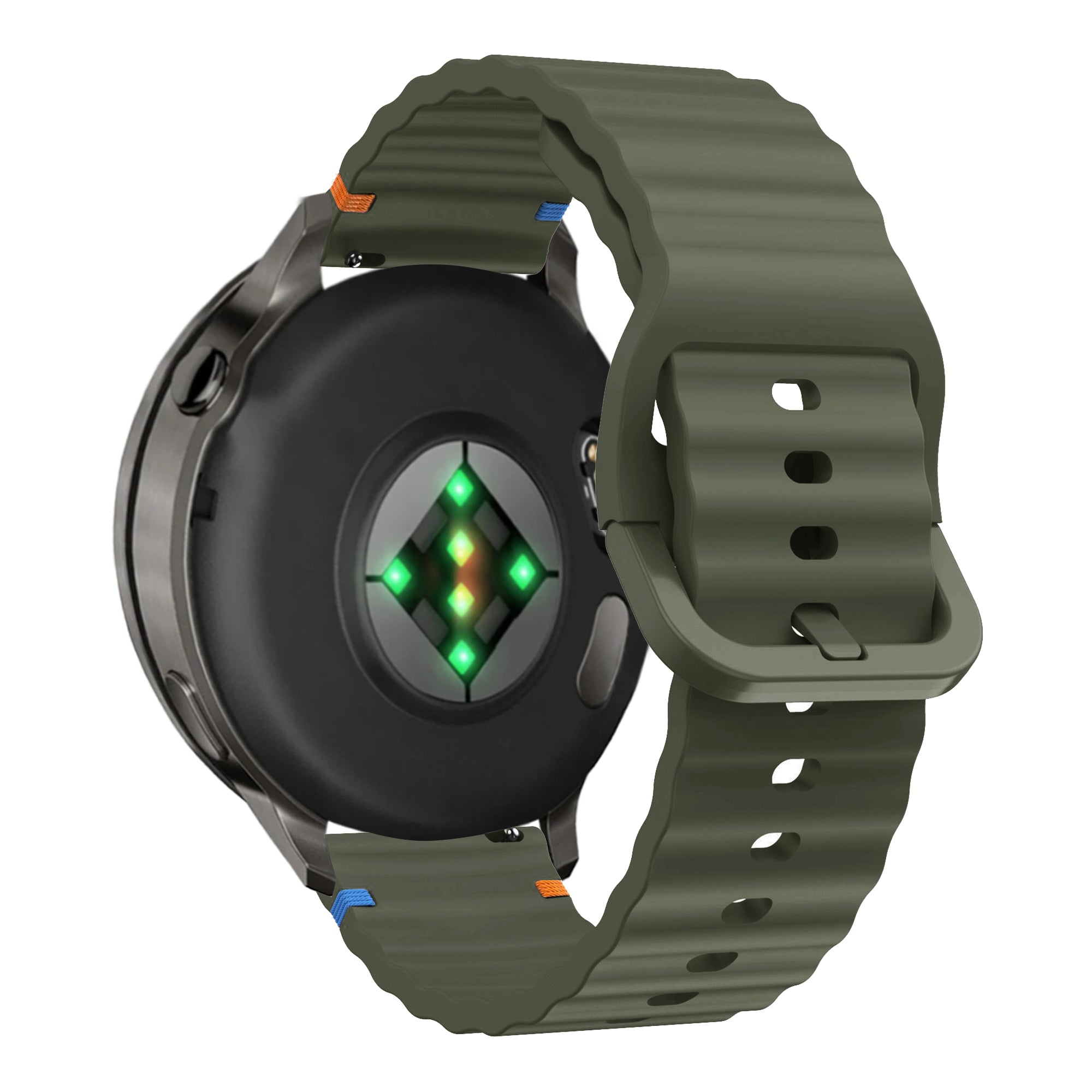Bandz Garmin Forerunner 645 siliconen band 'Wave' (legergroen)