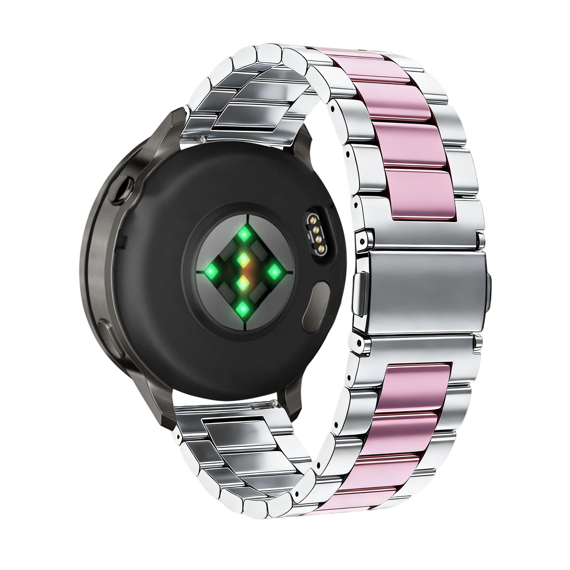 Bandz Garmin Venu SQ stalen band 'Classic' (zilver/roze)