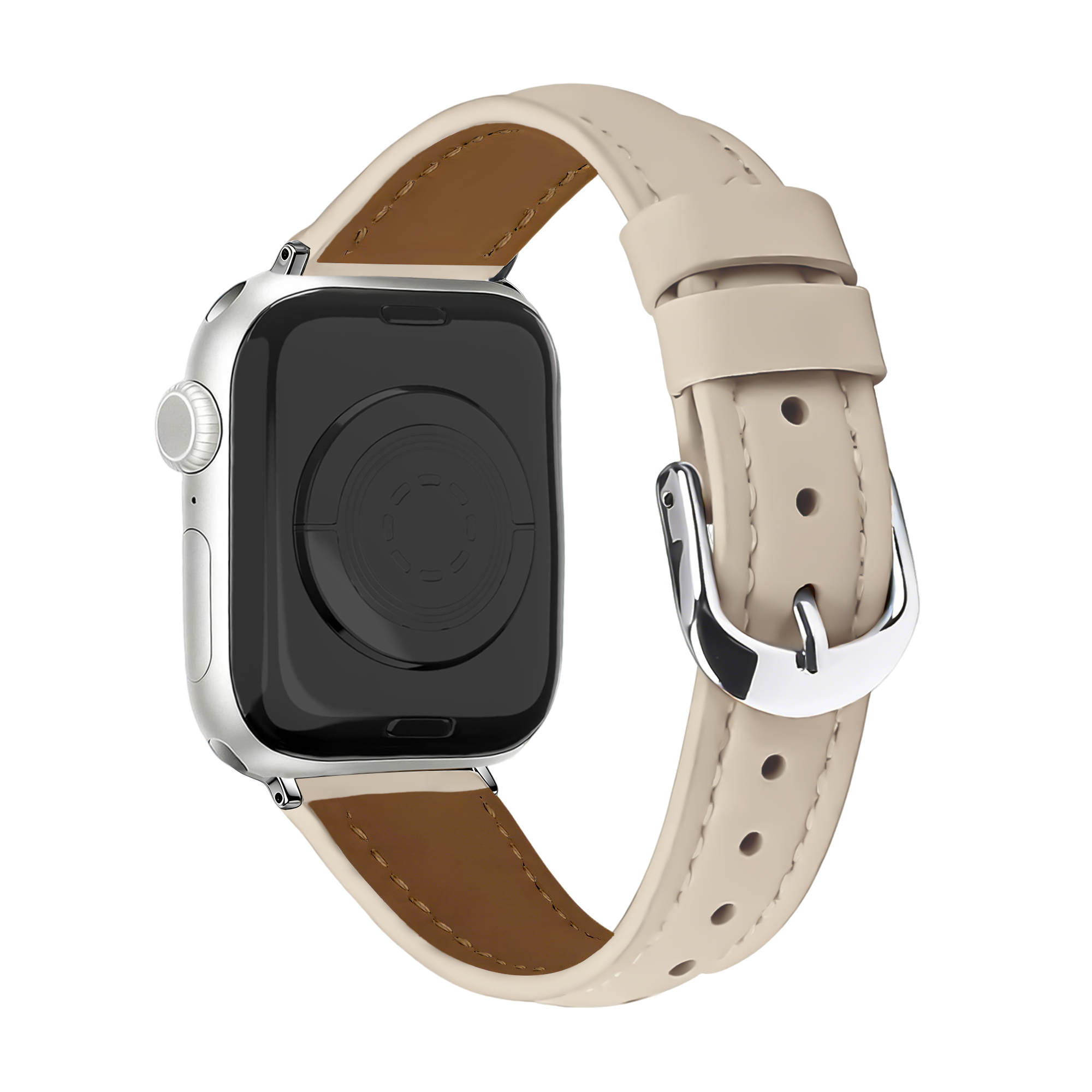 Apple Watch slimfit leren band (milk tea)