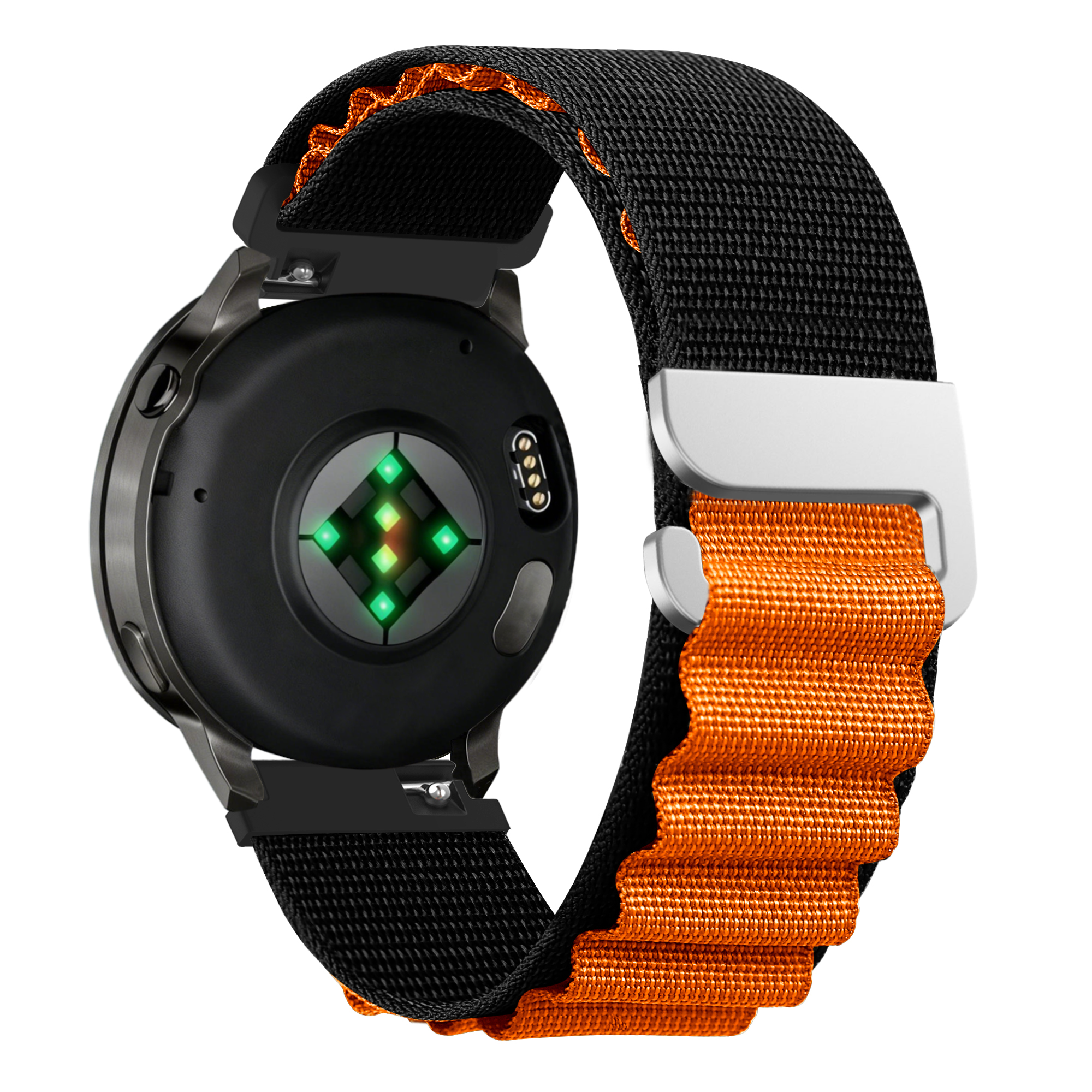Bandz Garmin Forerunner 570 - 47mm Alpine nylon band (zwart/oranje)